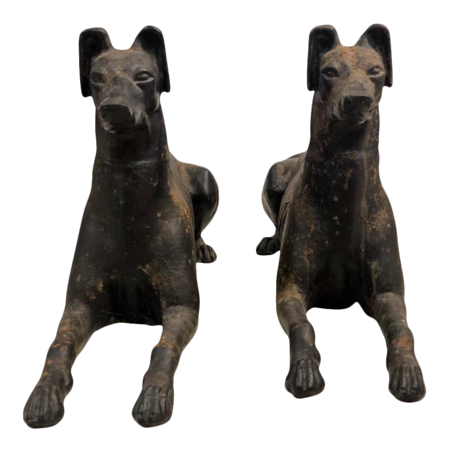 Mid 20th Century Cast Iron Whippet Dog Statues a Pair Chairish