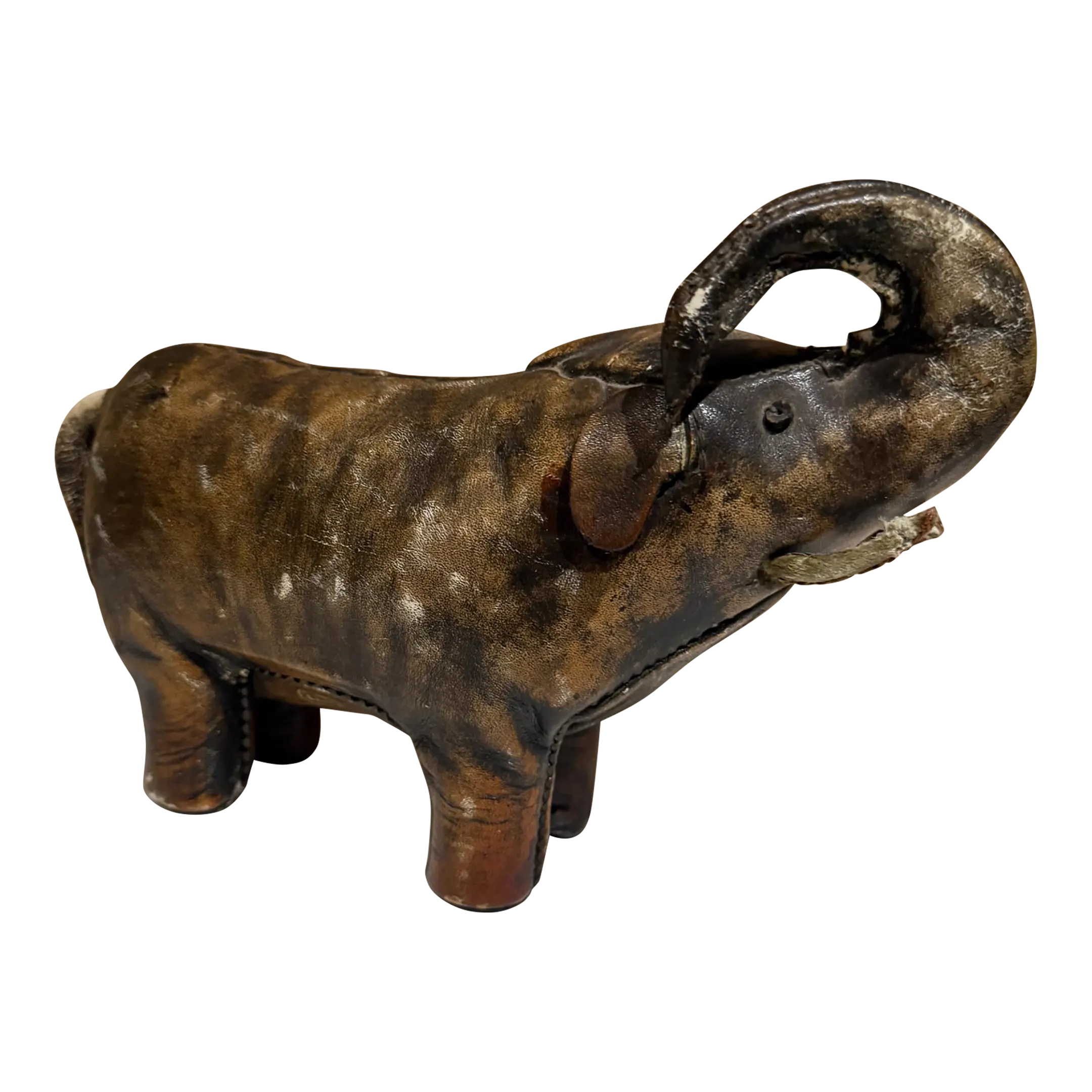 Mid-Century Modern Omersa Leather Elephant Door Stop Sculpture for Valenti Spain