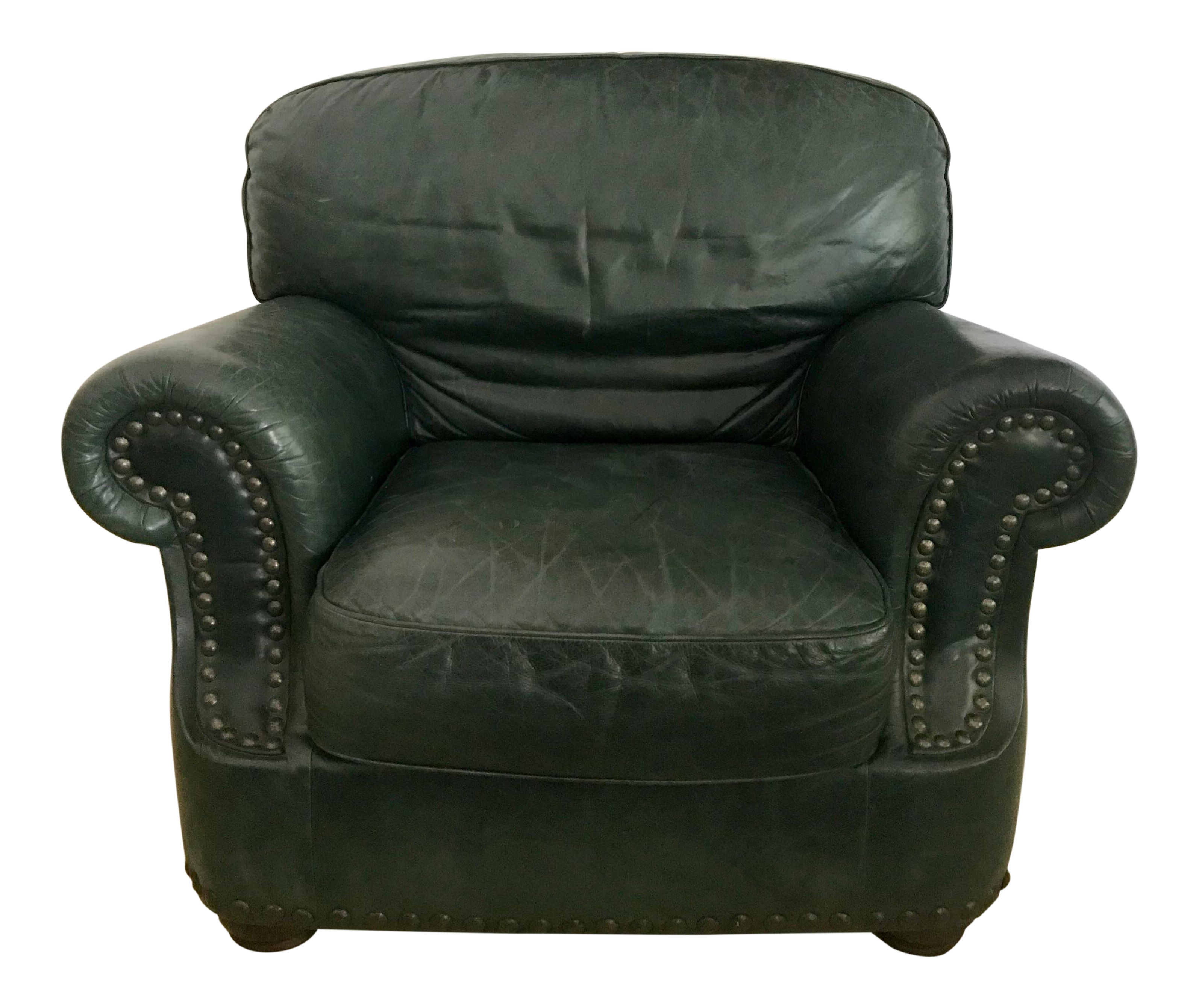 Italian Green Leather Arm Chair Chairish