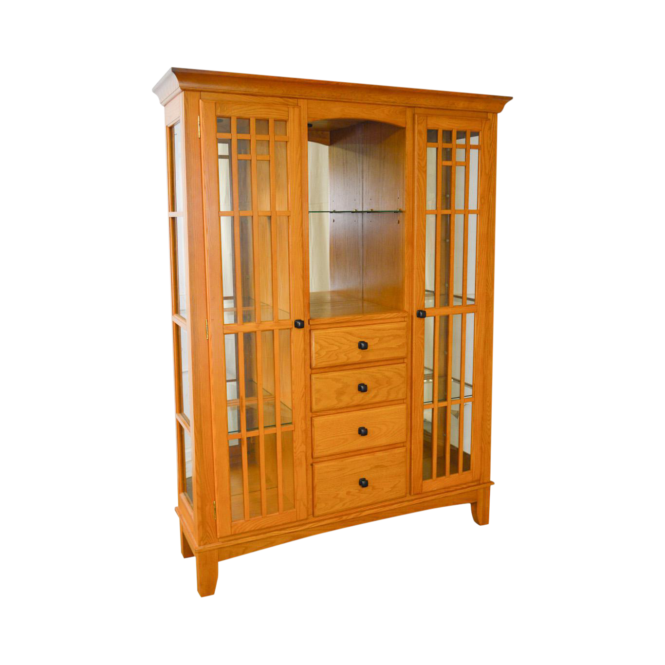 Mission Oak Arts Crafts Style Curio Display Cabinet Etagere