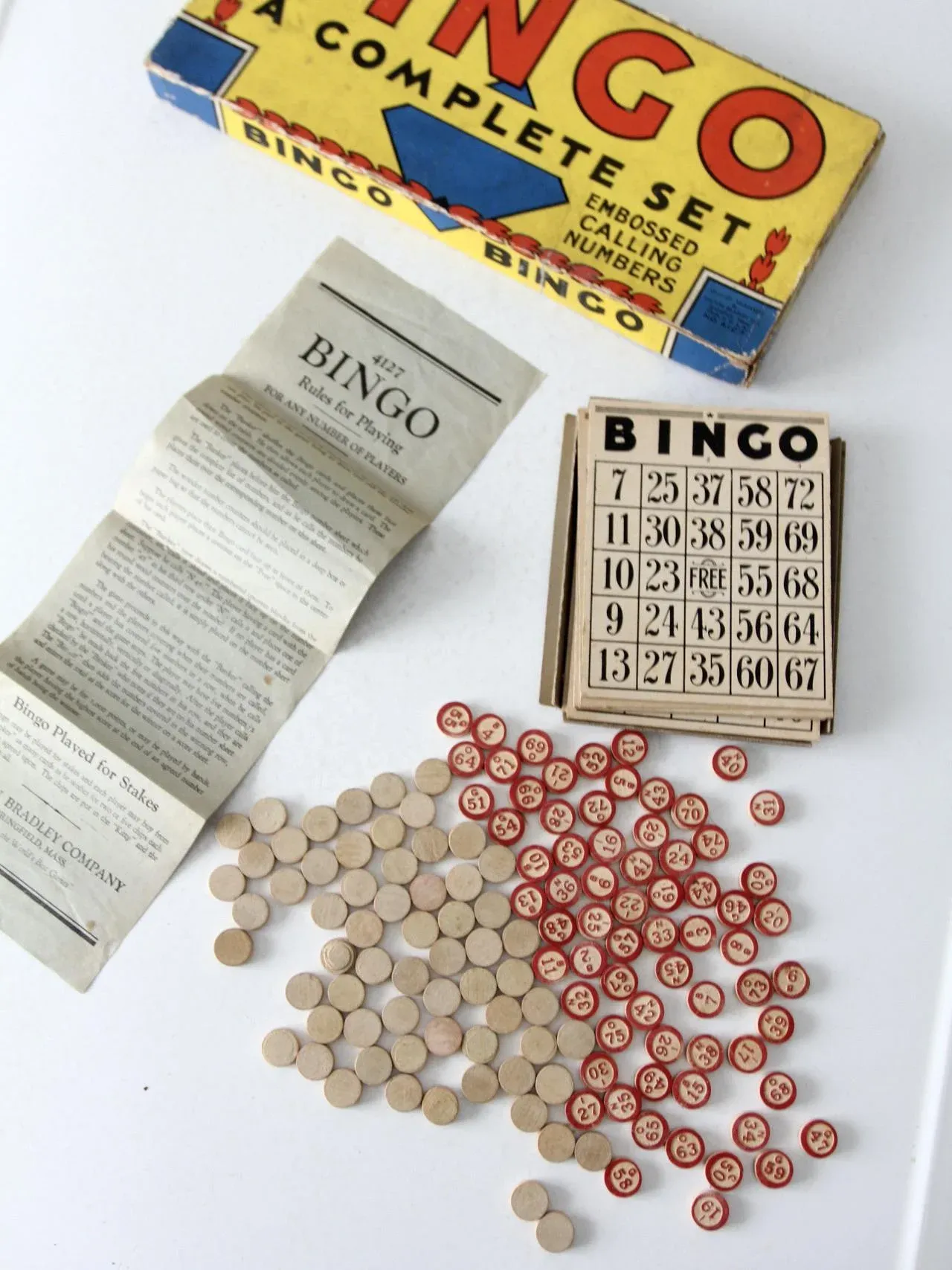 Vintage 1936 Milton Bradley Bingo Game Set | Chairish