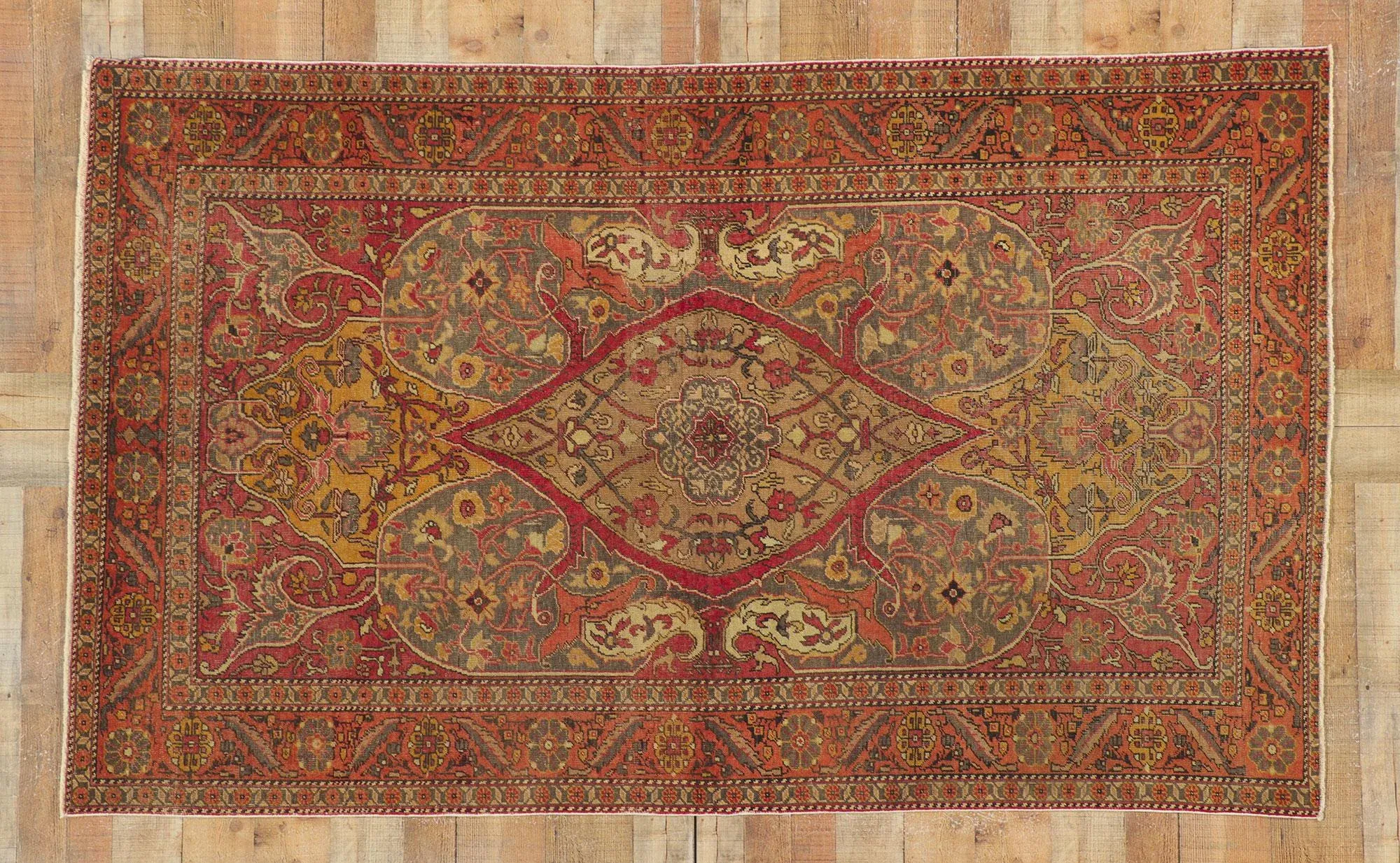 Mid 20th Century Vintage Turkish Sivas Rug - 04'04 X 07'07 | Chairish