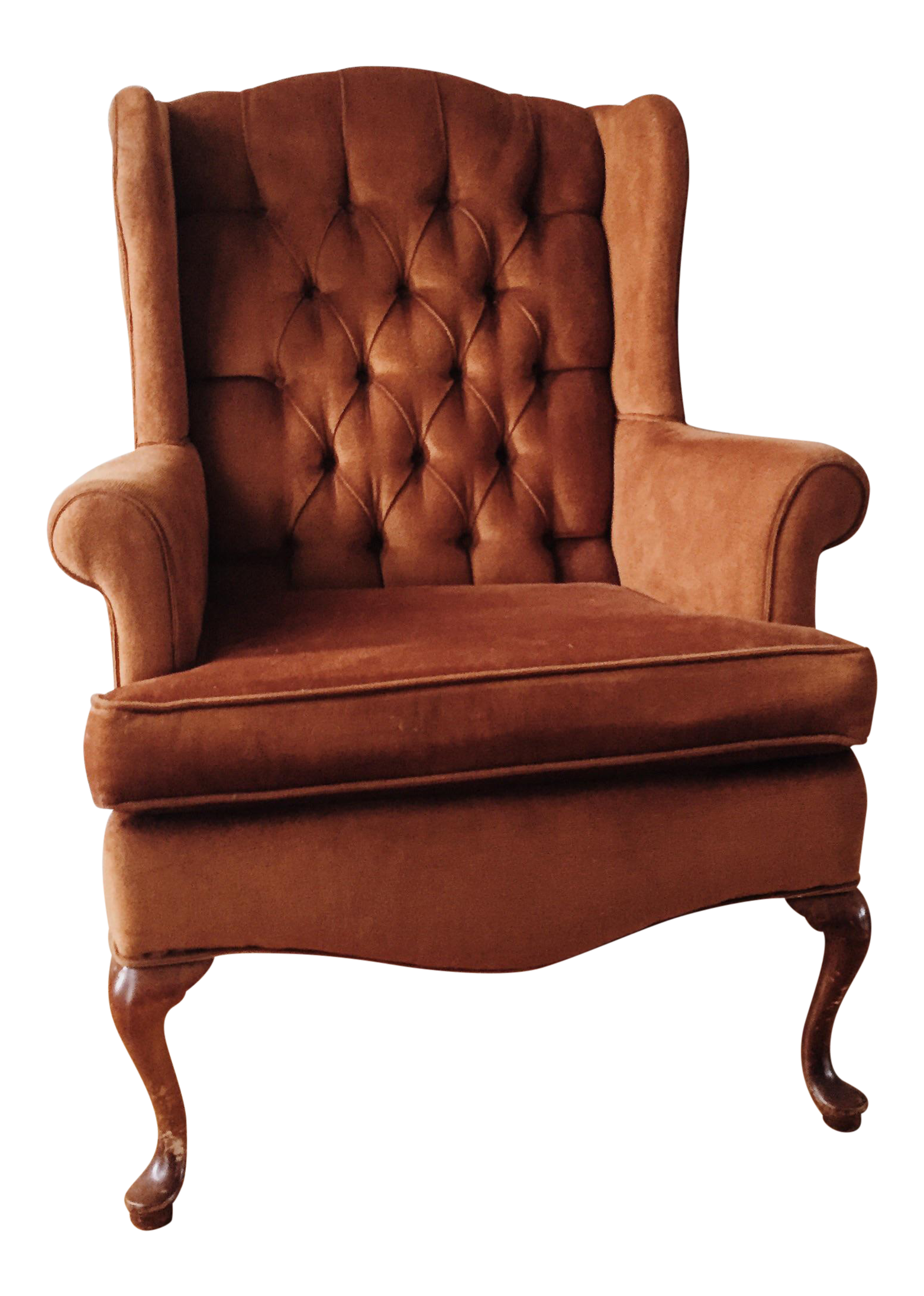 Mid-Century Burnt Orange Wing Back Chair | Chairish