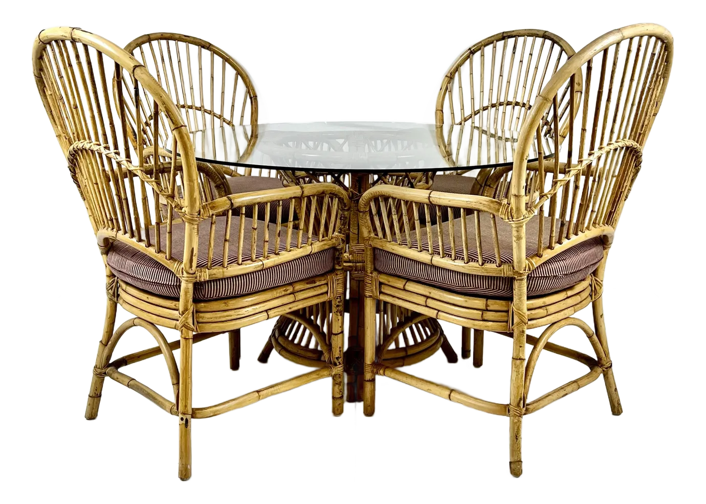 Vintage Bamboo Rattan Dining Set- Table and Chairs Chairish