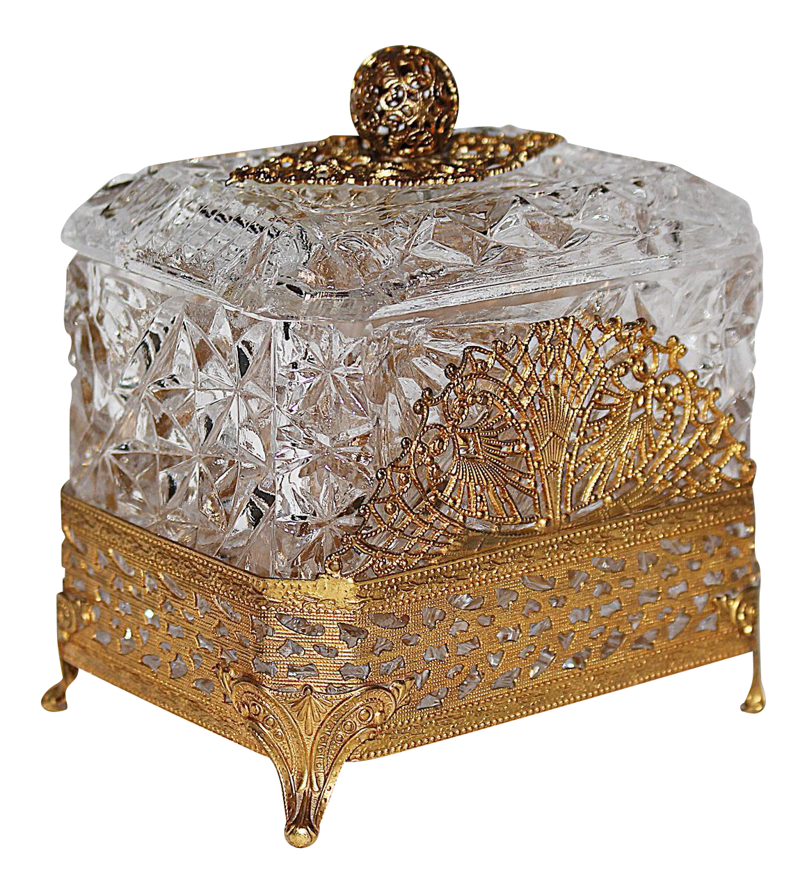 Hollywood Regency Glass Vanity Box Chairish