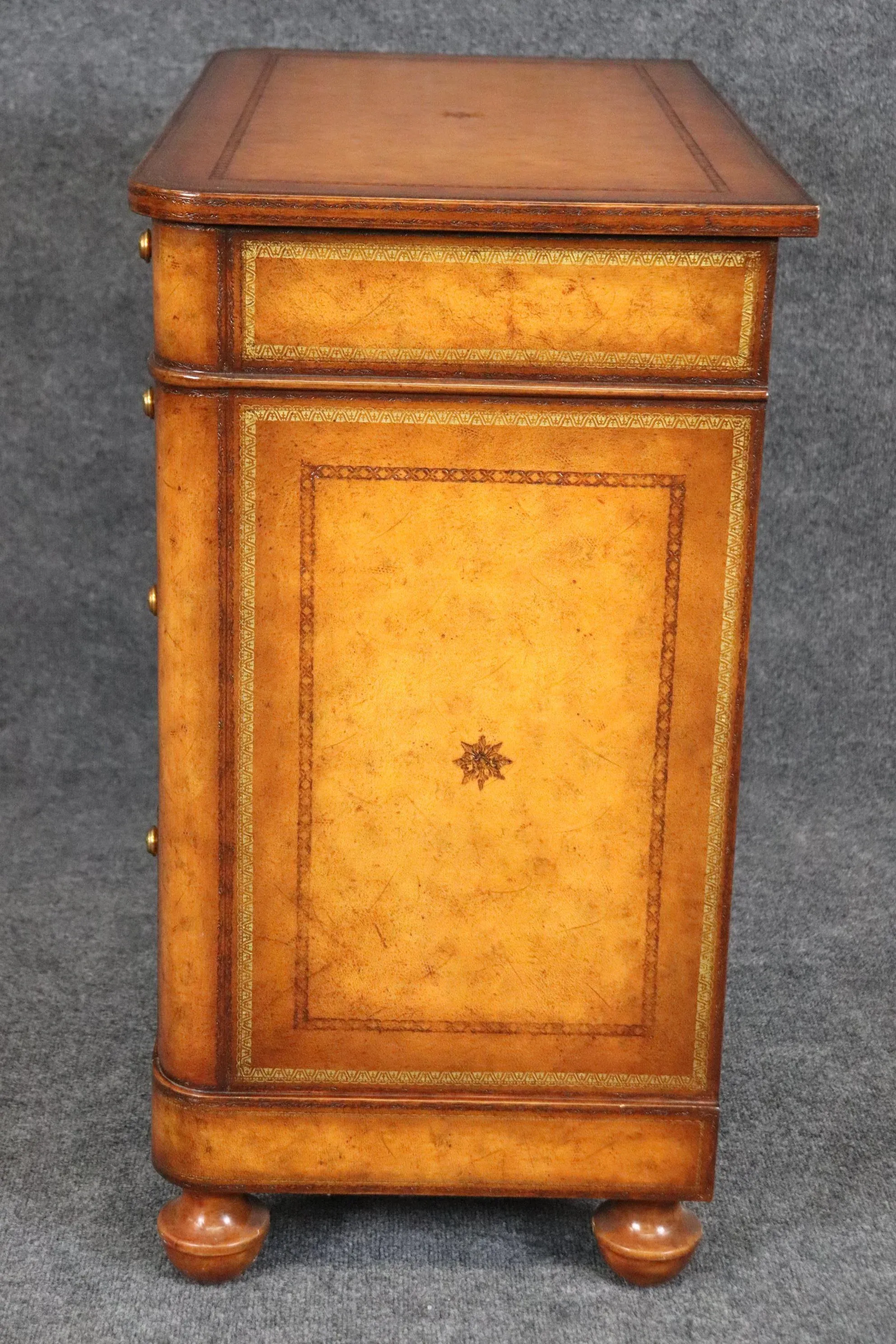 Maitland Smith Embossed Leather Wrapped Chest of Drawers Commode