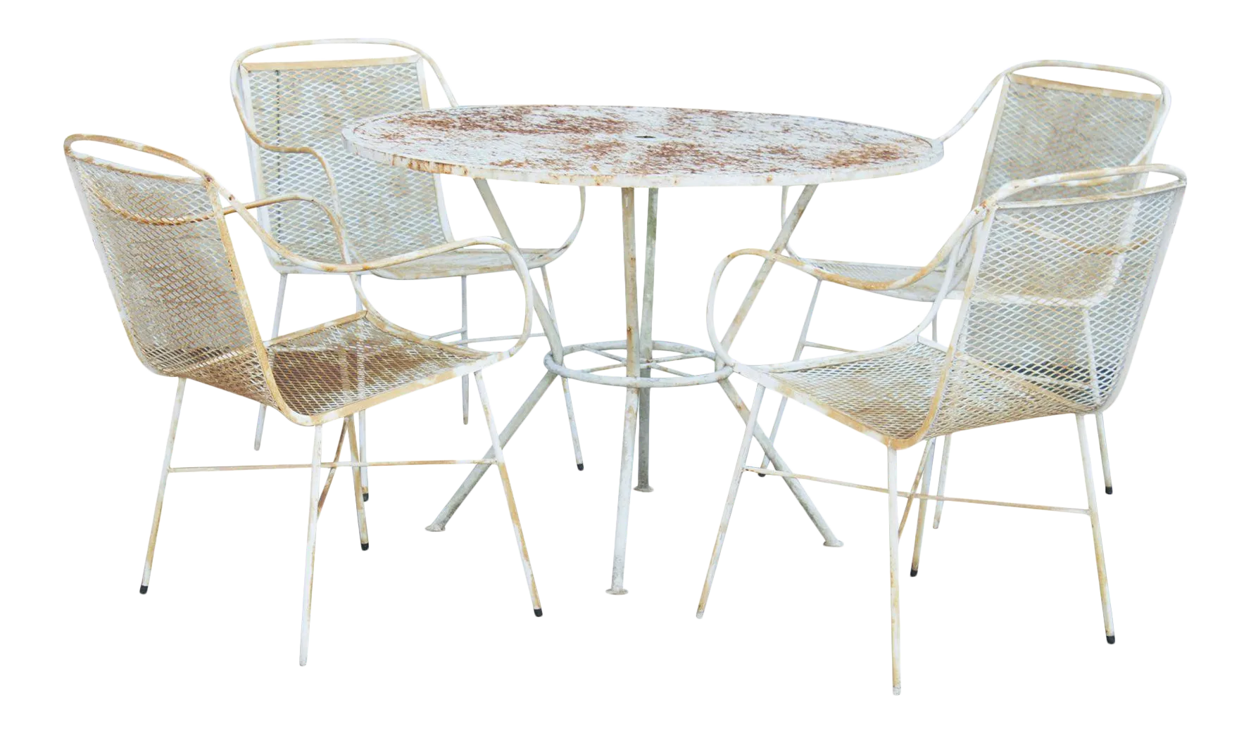 Mid Century 5 Piece Wrought Iron Patio Garden, Dining Set Chairish