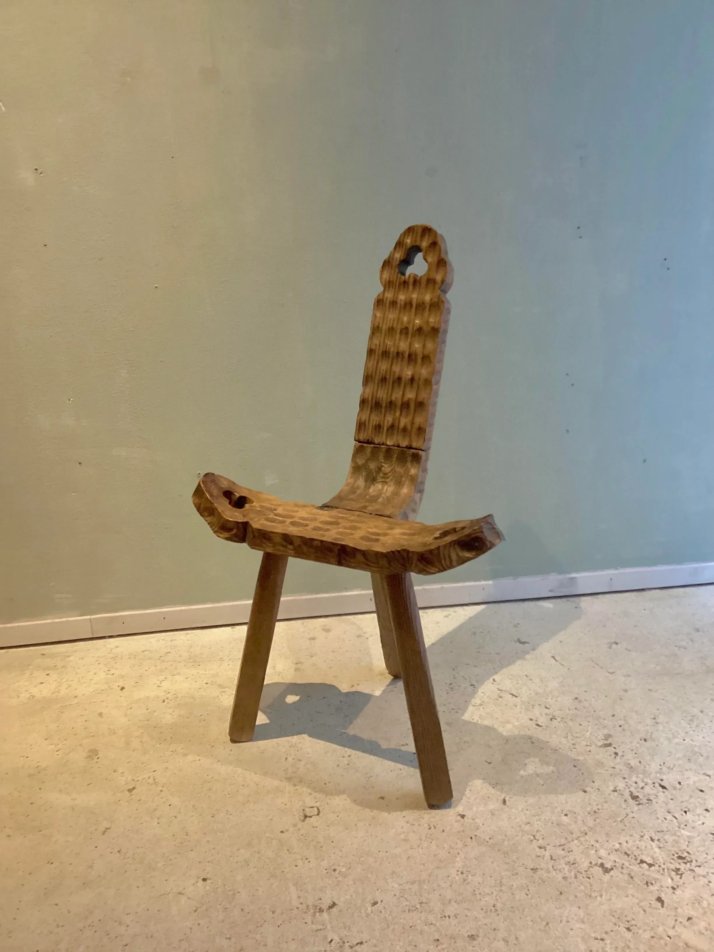 Spanish Brutalist Wooden Chair, 1960s