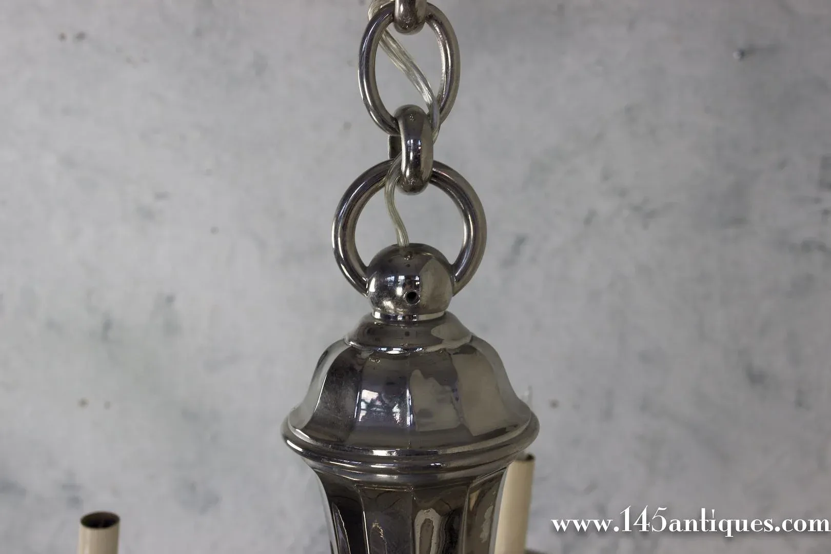 French 1940s Nickel Plated Bronze Chandelier