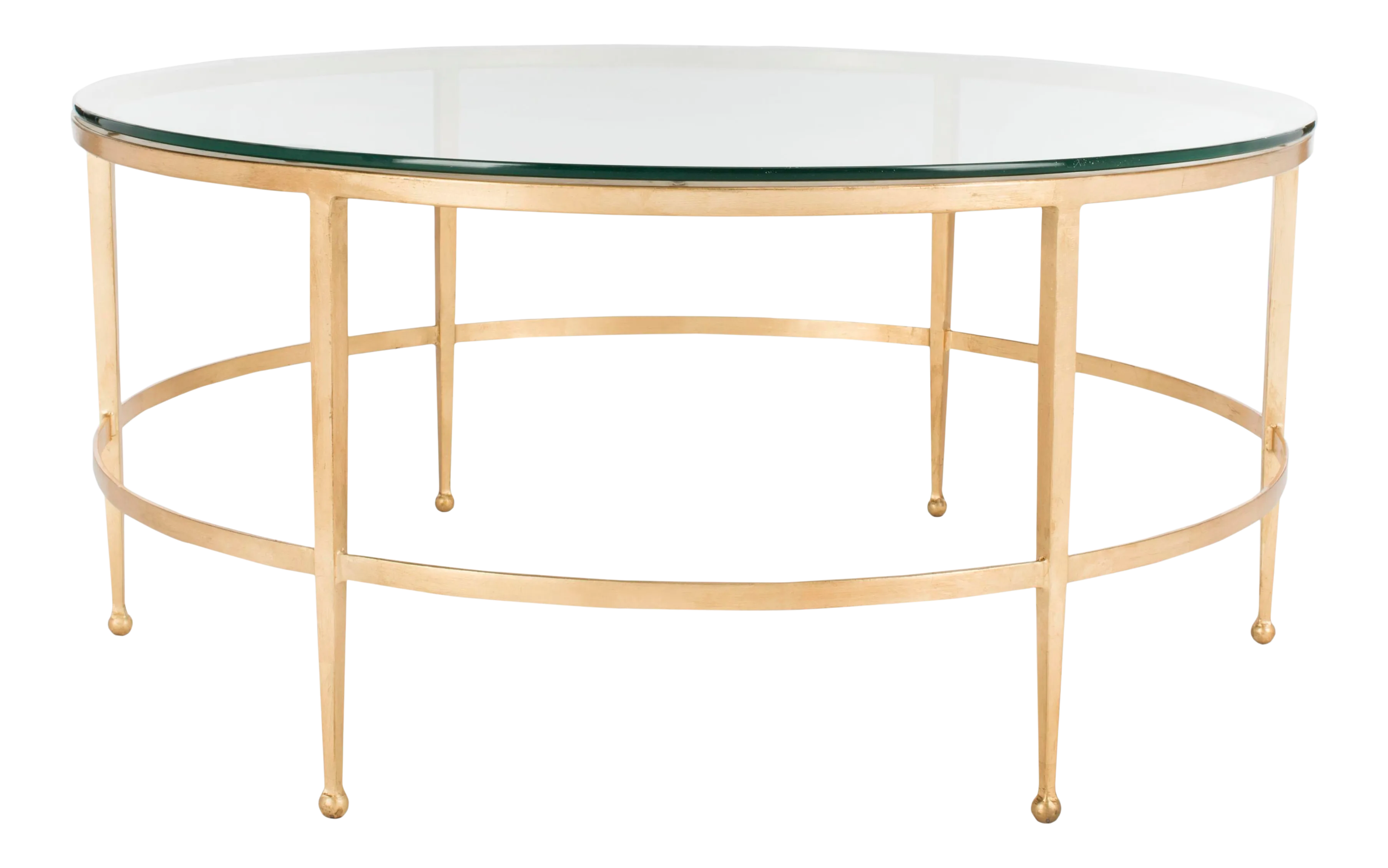 Contemporary Round Glass Cocktail Table in Gold Chairish