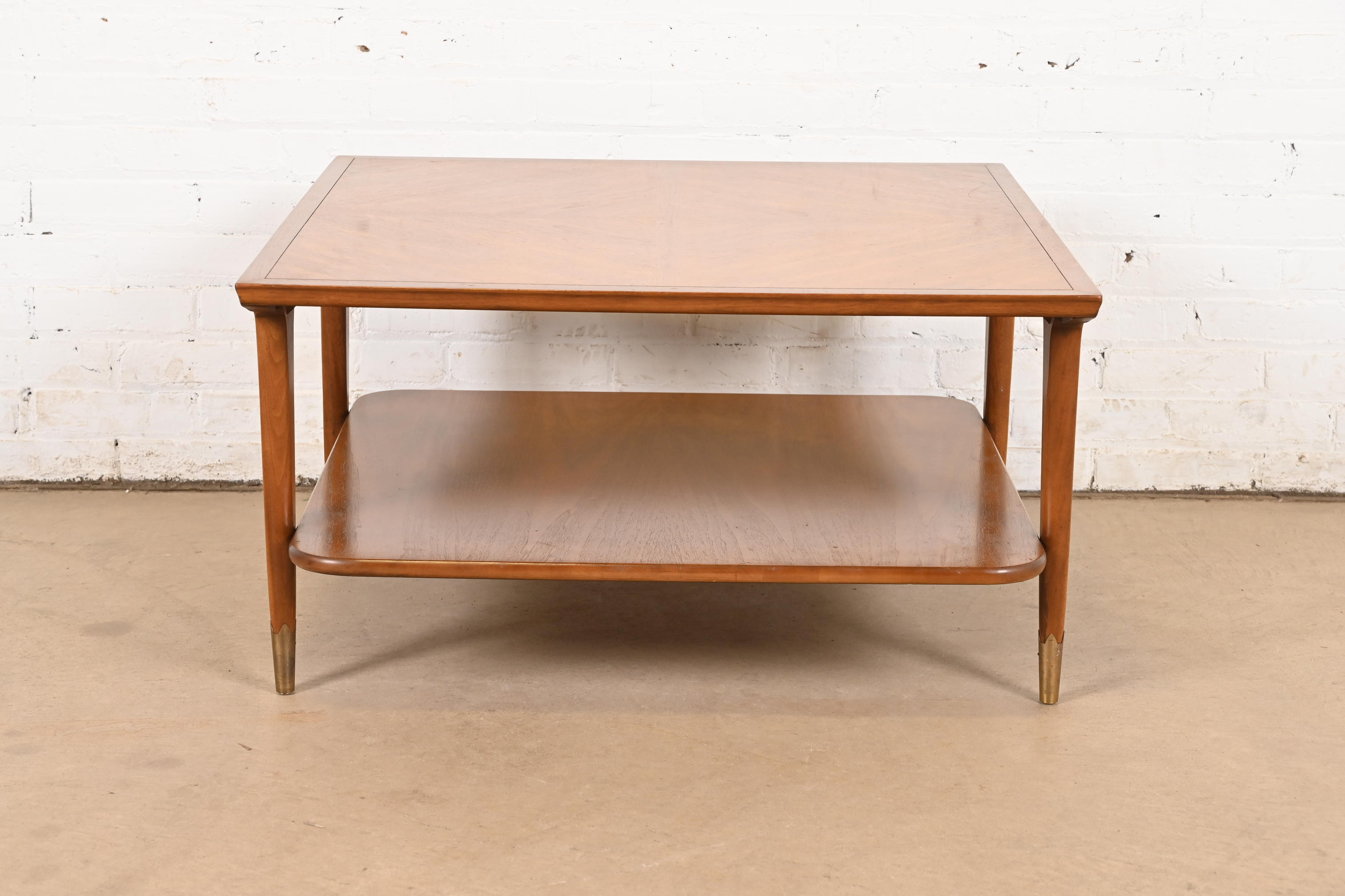 Imperial Furniture Mid-Century Modern Sculpted Walnut Two-Tier
