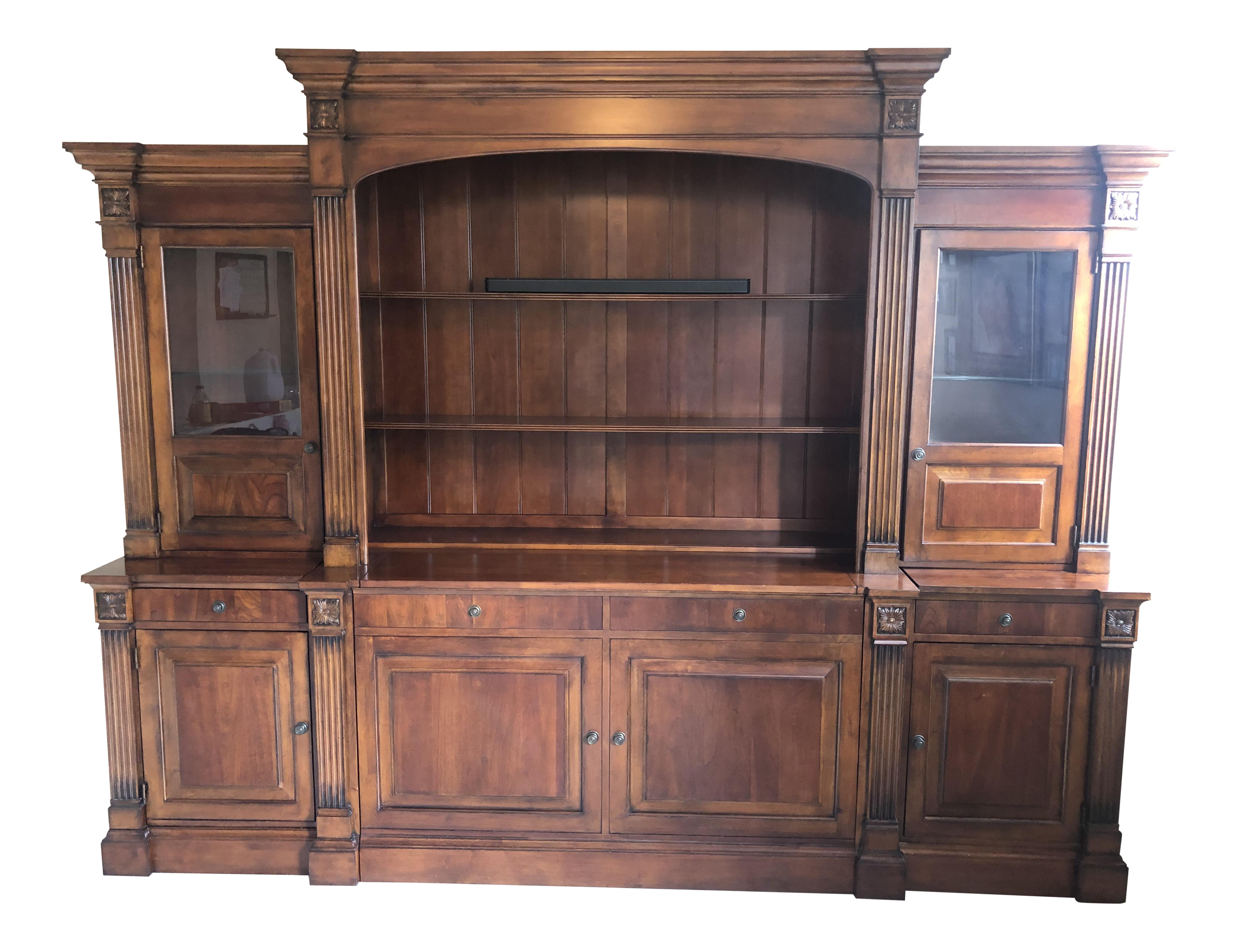 Traditional Ethan Allen Entertainment Center And Display Cases