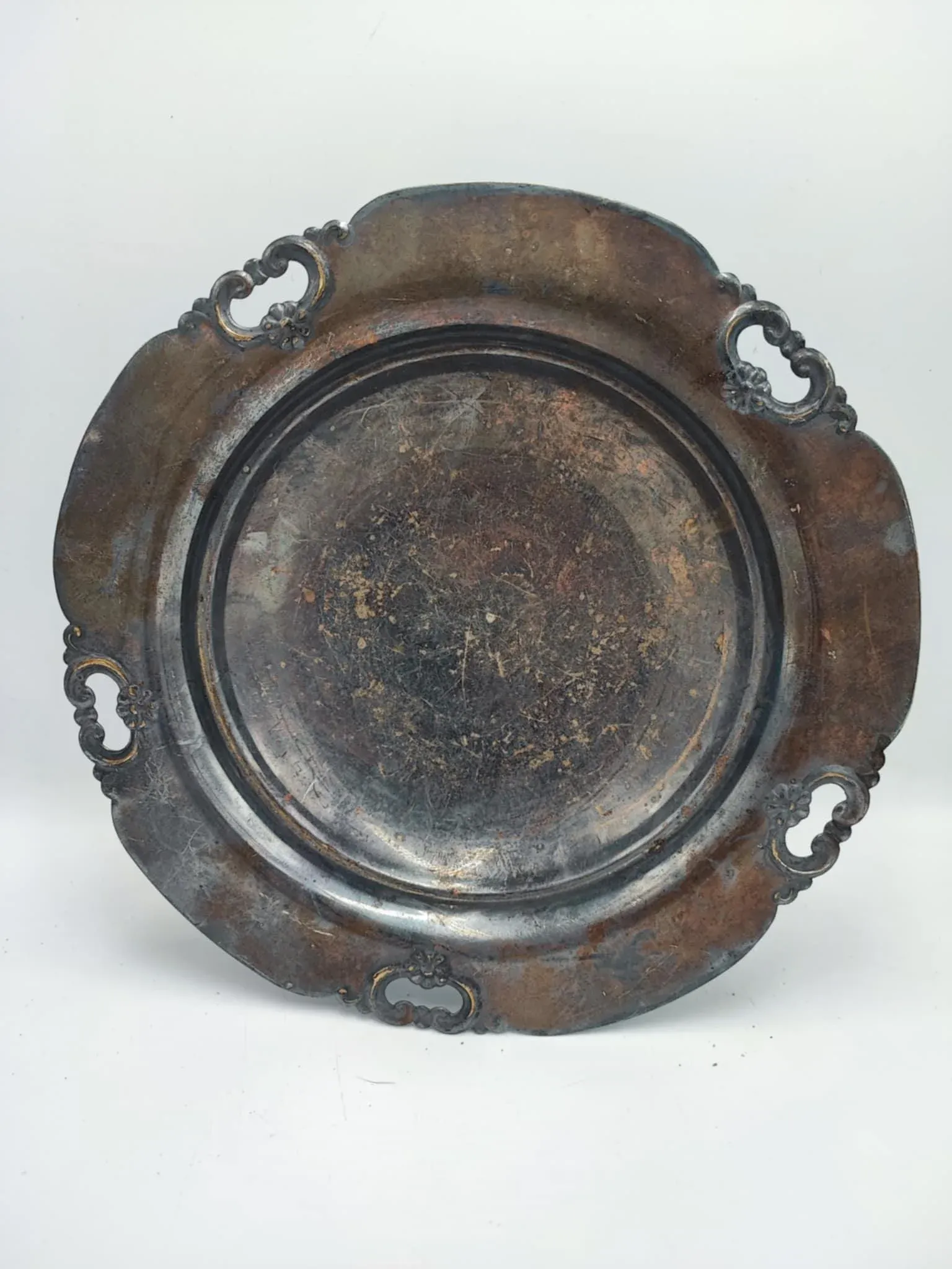 Vintage Art Deco Brass Fruit Platter, 1930s