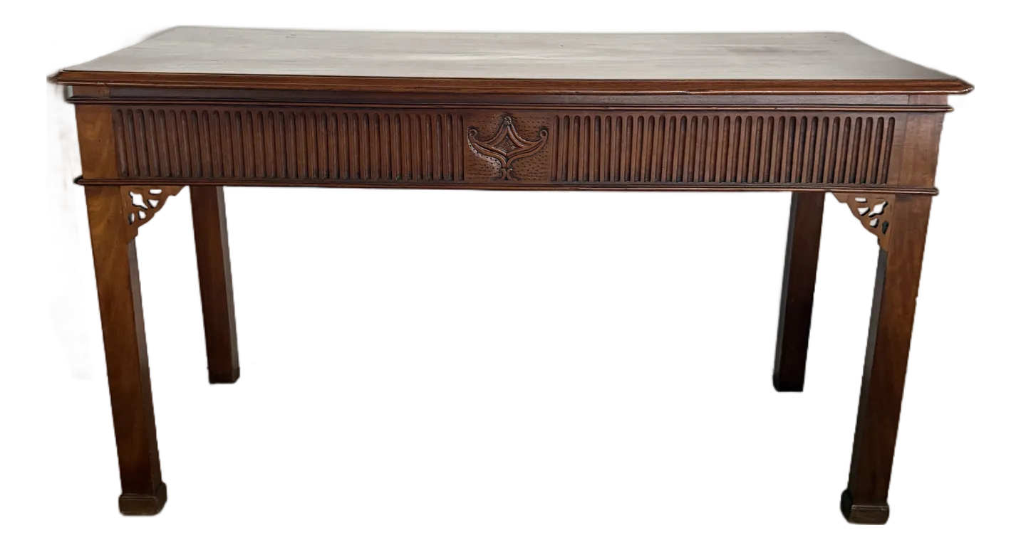 18th Century George III Mahogany Console Table With Later Carving