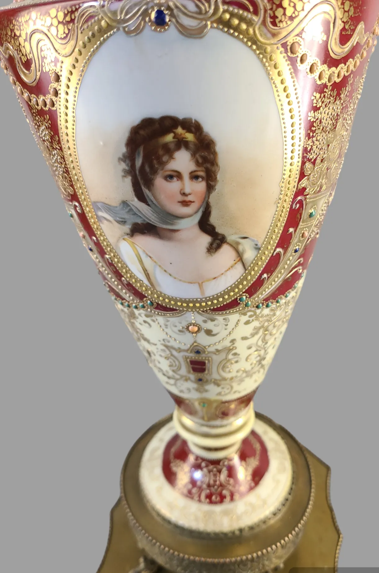 Antique Nippon Gilded Enamel Hand Painted Roses Queen Louise