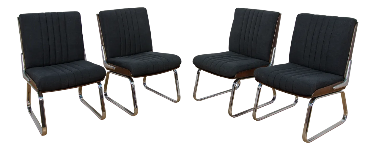 Chrome and Rosewood Chairs by Gordon Russell, United Knigdom, 1970s, Set of 2