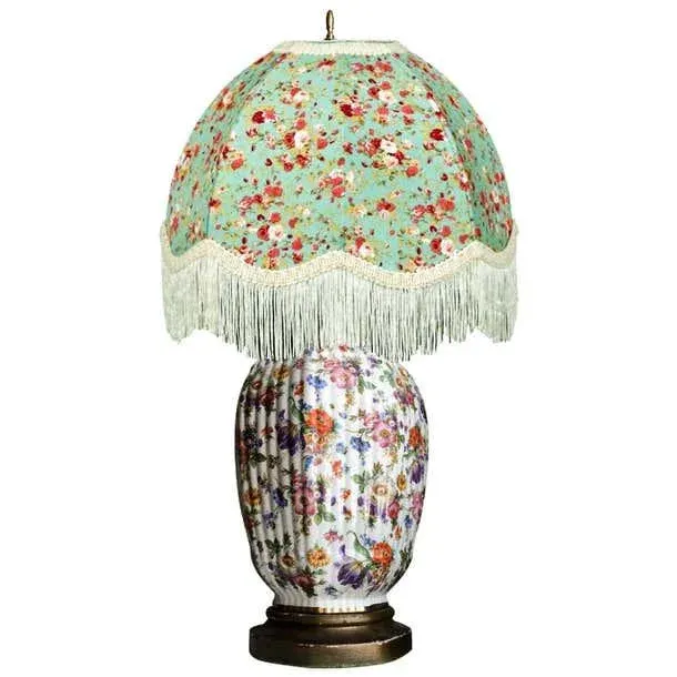 Early 20th Century Boch Freres Chinoiserie Porcelain Gilt Floral Ginger Jar Hand Painted Table Lamp