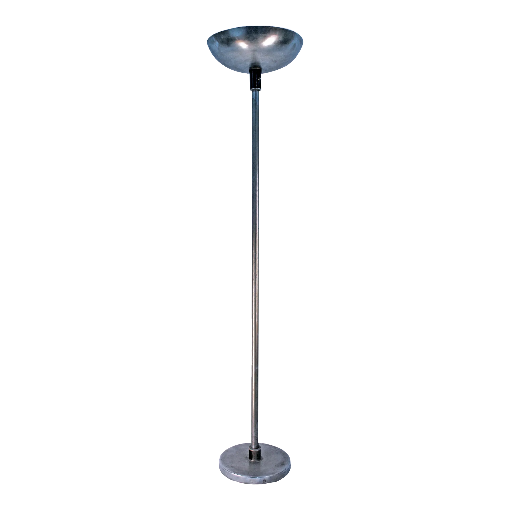 Early 20th Century Art Déco French Design Polished Nickel Plated Chrome Floor Lamp by La Maison Desny