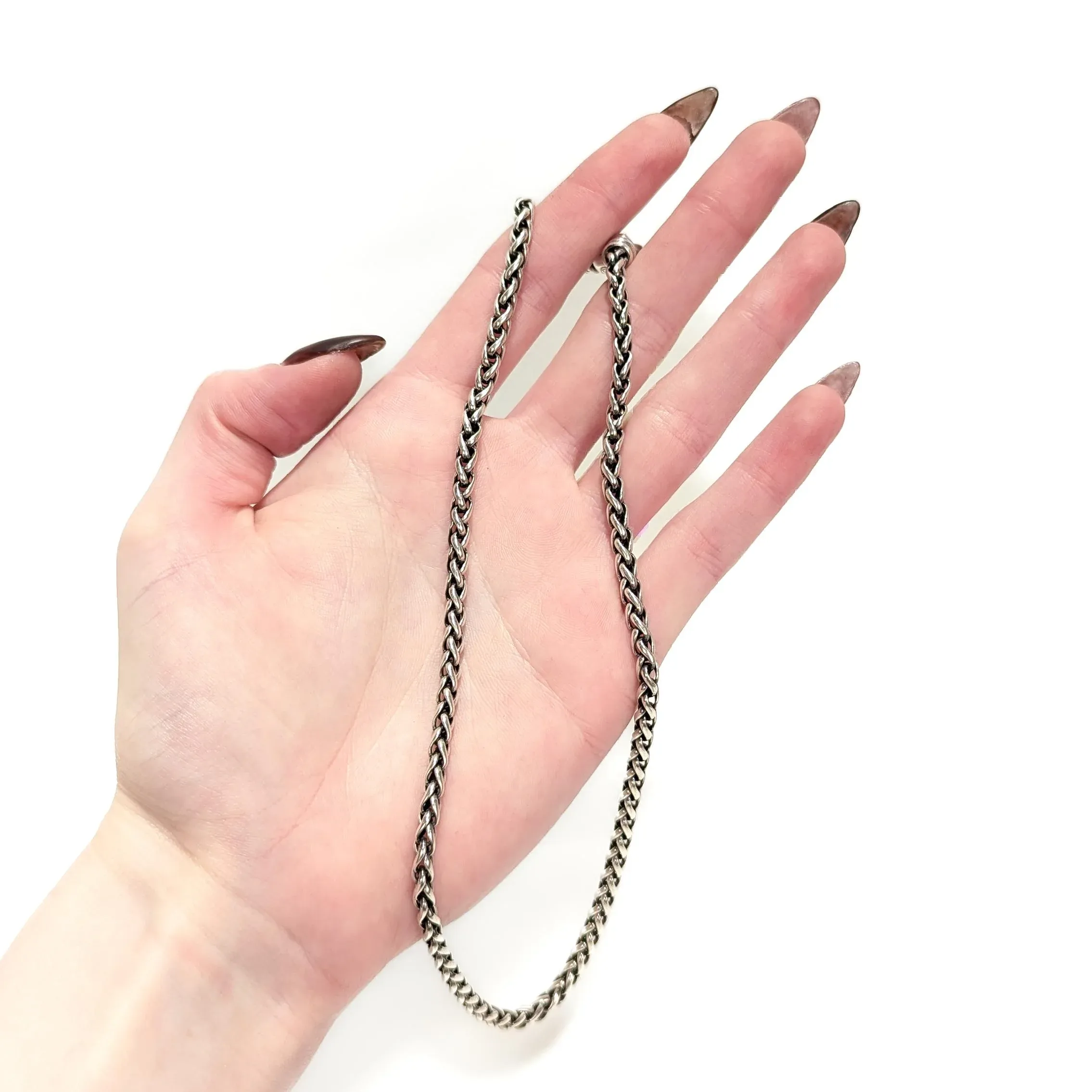 Signed David Yurman Sterling Silver 4mm Wheat Chain Necklace