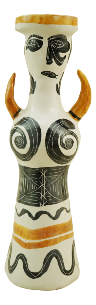 Vintage Anthropomorphic Hand-Decorated Glazed Ceramic Vase for Manifattura Miracoli Venezia, 1950s