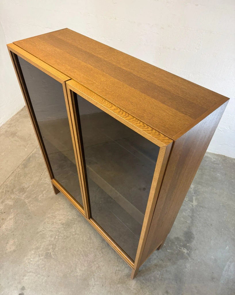 Ikea “Stockholm” Oak Display Cabinet / China Cabinet | Chairish