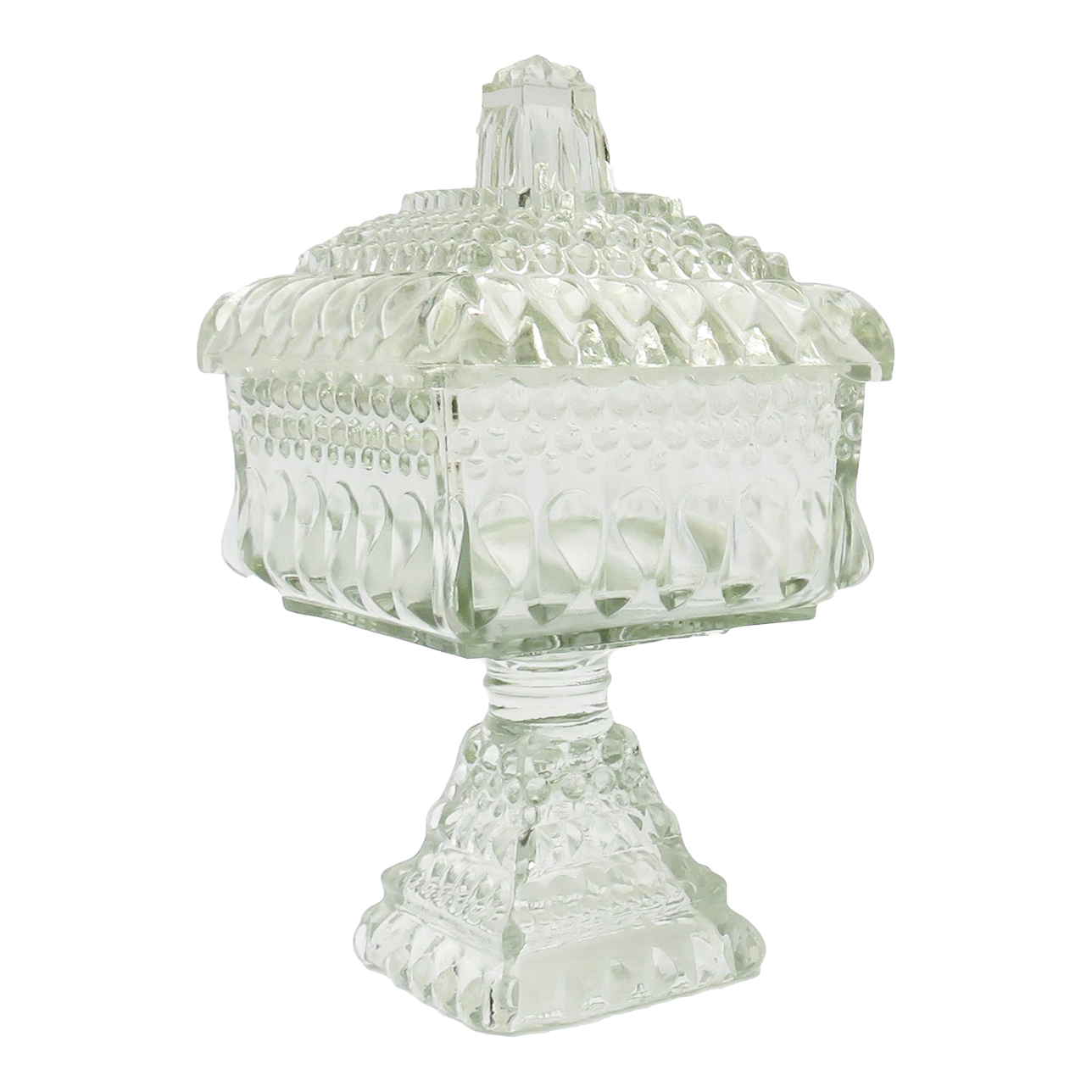 Vintage Lidded Glass Pedestal Bowl / Wedding Box Chairish