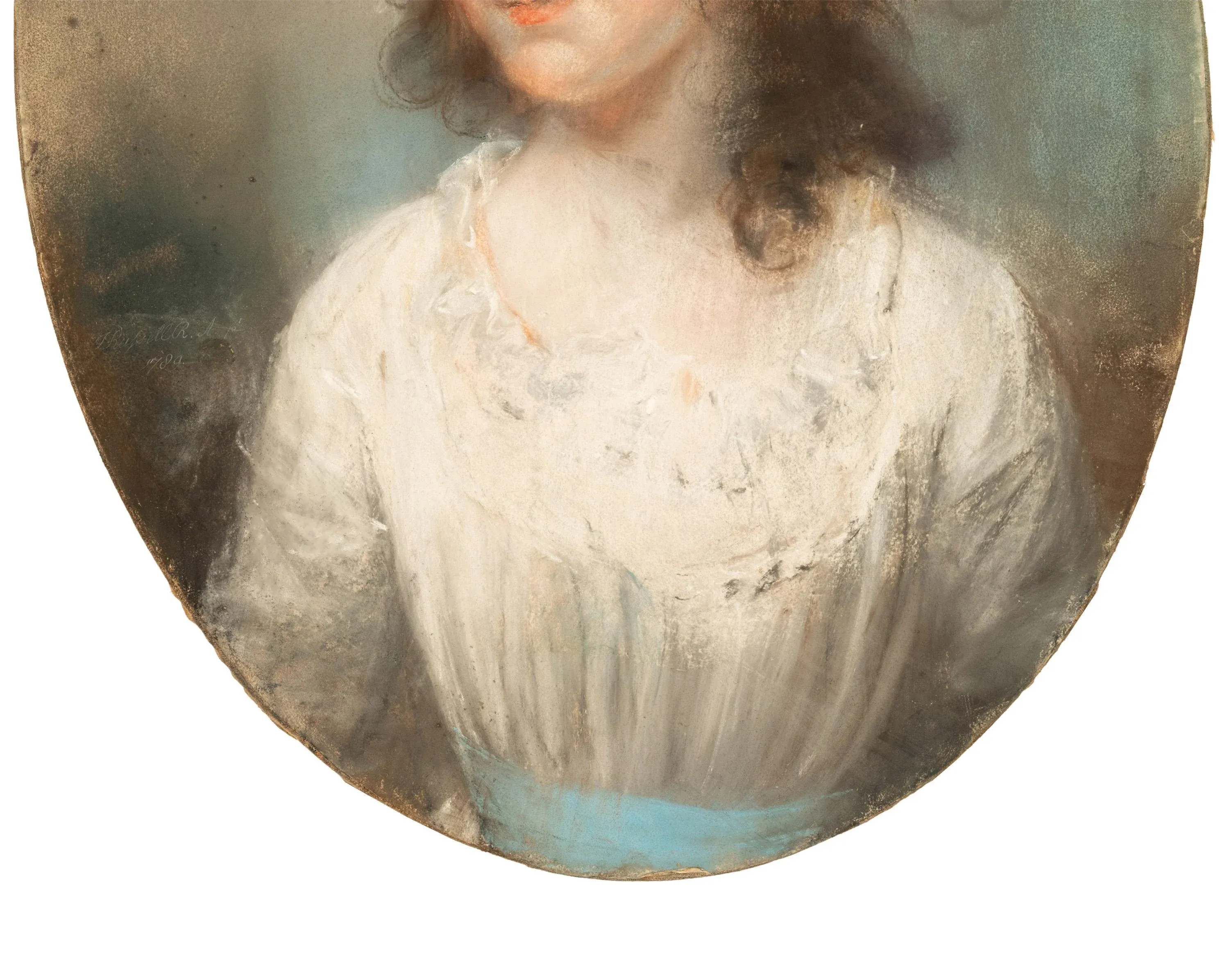 18th Century Pastel Portrait Painting Young Girl by John Russell Ra 1789, Framed