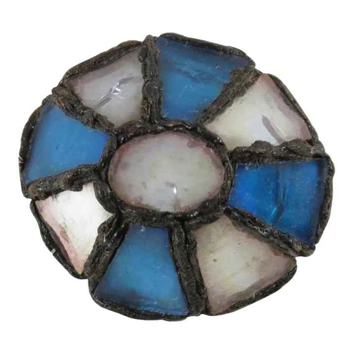 Exceptionnel miroir 'Soleil À Pointes N.3' de Line Vautrin des années 50 en talosel bleu - En vente sur France