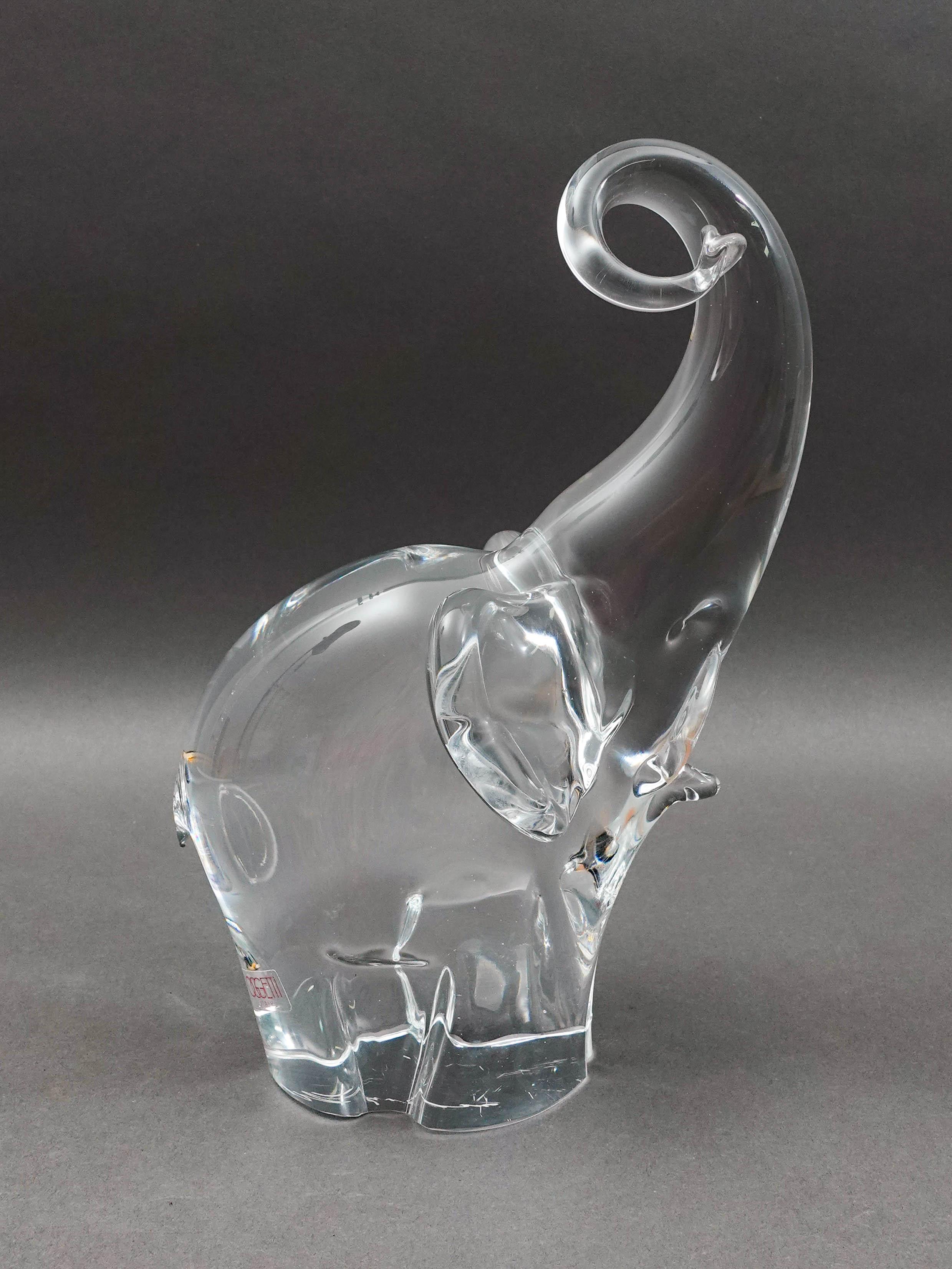Mid 20th Century Oggetti Italy Signed Heavy Crystal Elephant