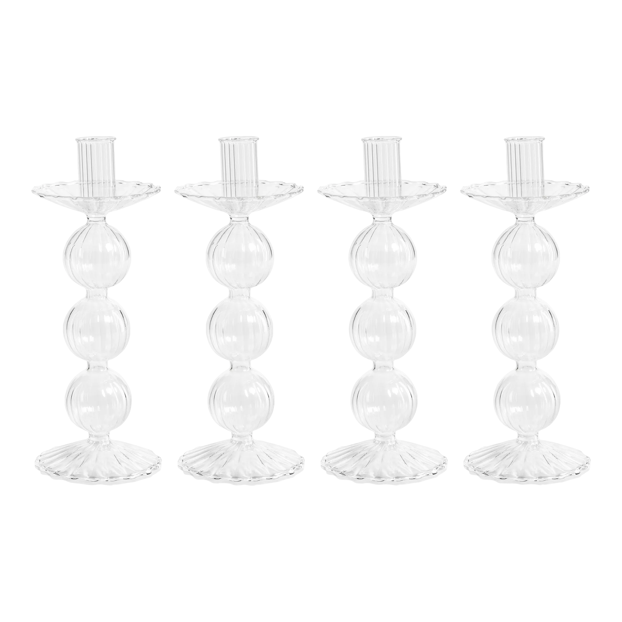 Lorena 8.75" Glass Taper Candle Holders, Set of 4 Chairish