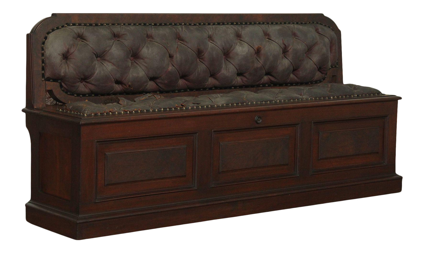 Antique Victorian Walnut Long Hall Bench with Storage Seat Chairish