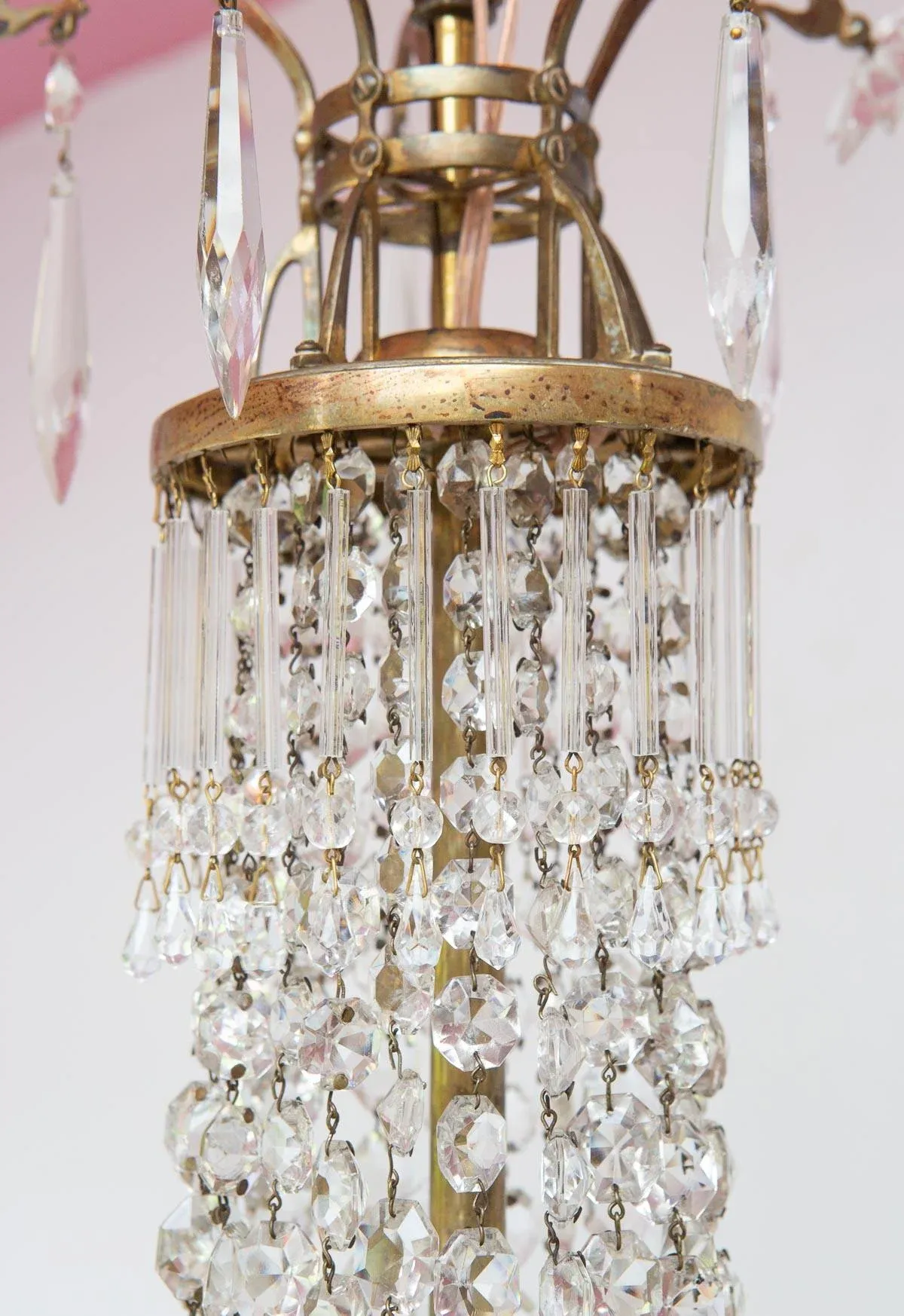 Large Art Nouveau Swedish Glass Chandelier, 1890s