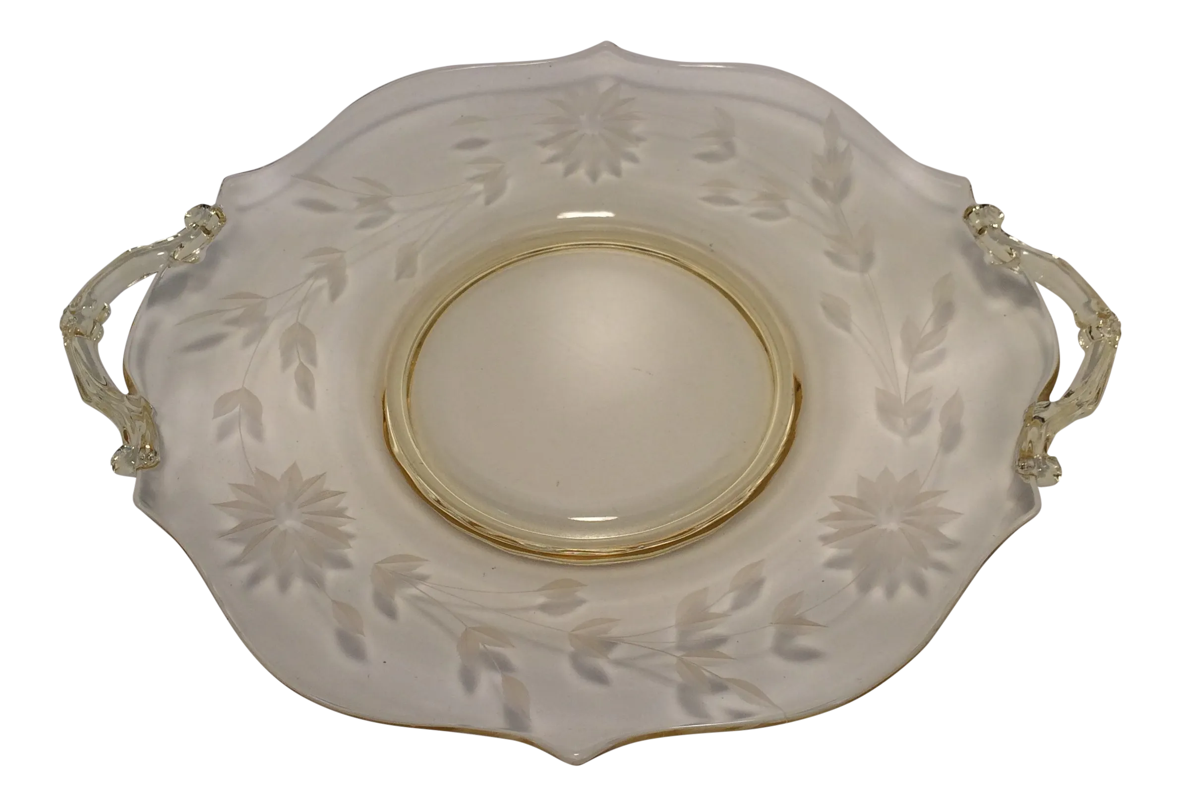 Vintage 1930 S Yellow Floral Etched Lancaster Platter Chairish