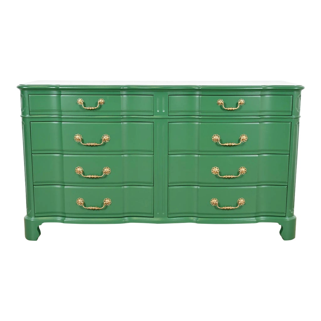 John Widdicomb Georgian Green Lacquered Eight-Drawer Double