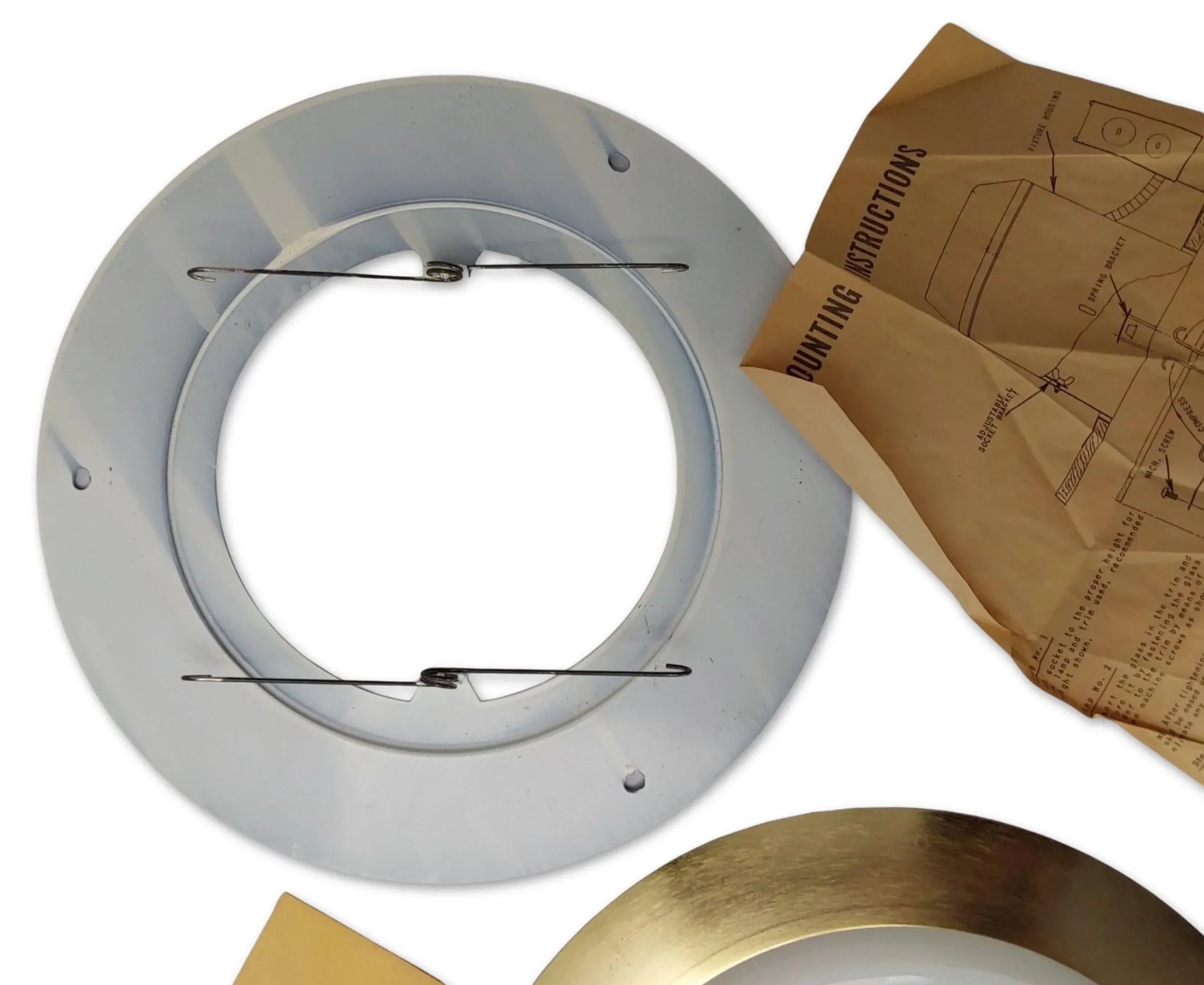 Vintage Nos 1960s Moe Light Recessed Light Fixture Trim \u0026 Glass R250-B, image size:2659x2176