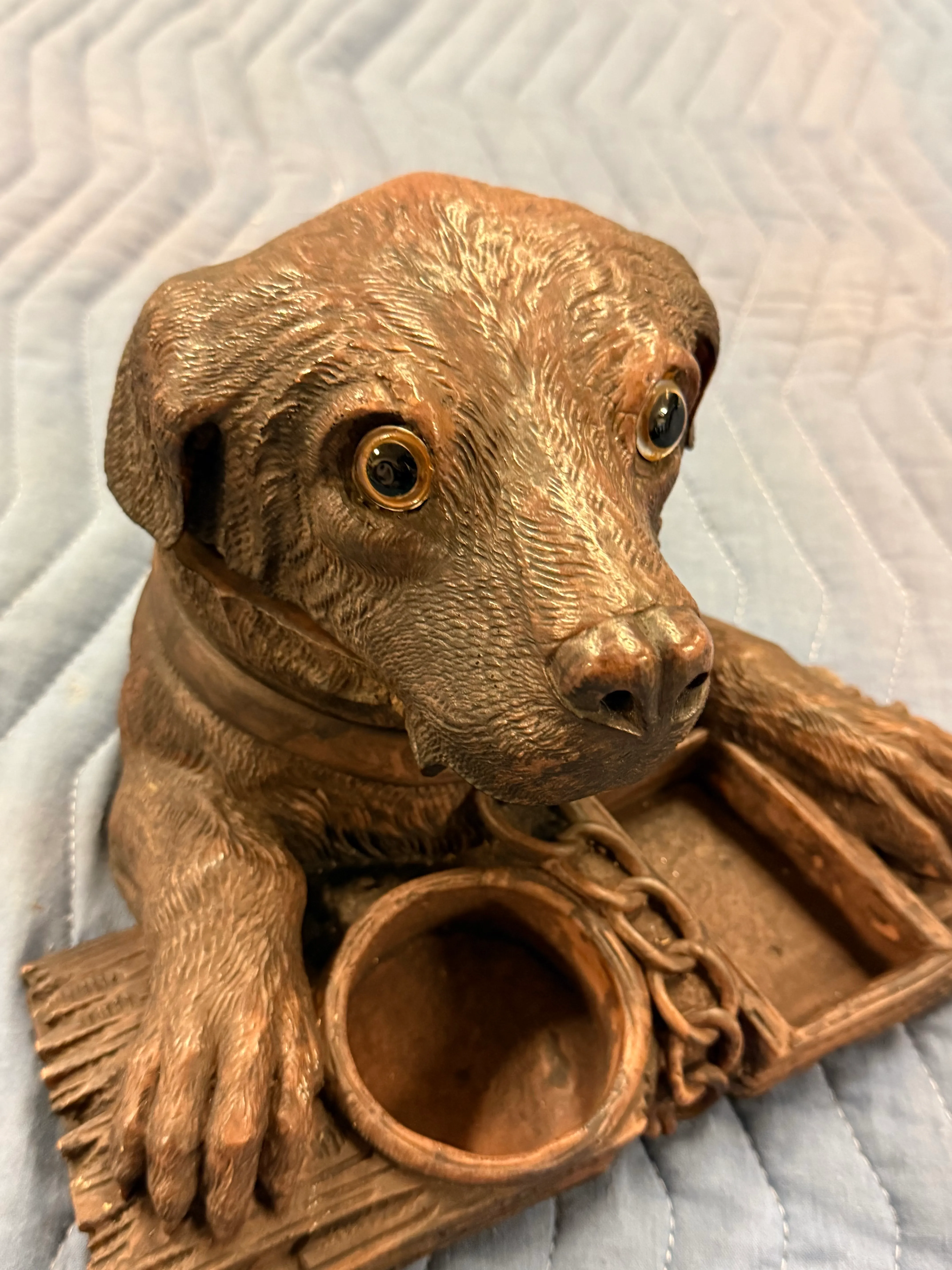 Circa 1860 Walnut Black Forest Dog Tobacco Box | Chairish