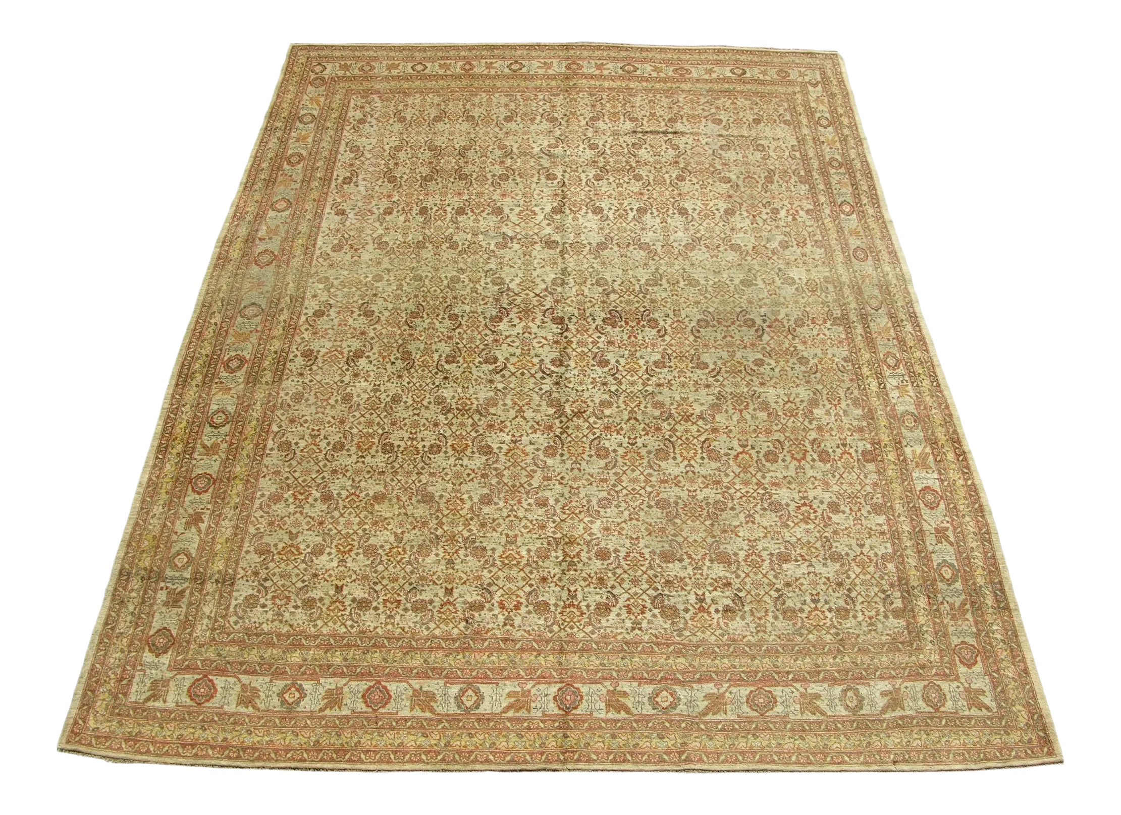 Antique Tabriz Floral Design Rug 12\'5\'\'x9\'7\'\'