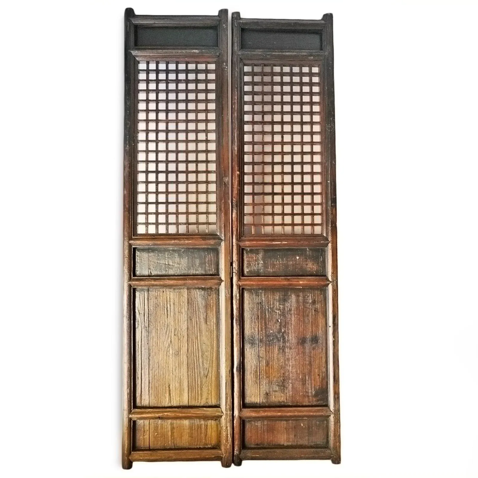 Set of 2 Early 20th Century Chinese Wood Lattice Doors | Chairish