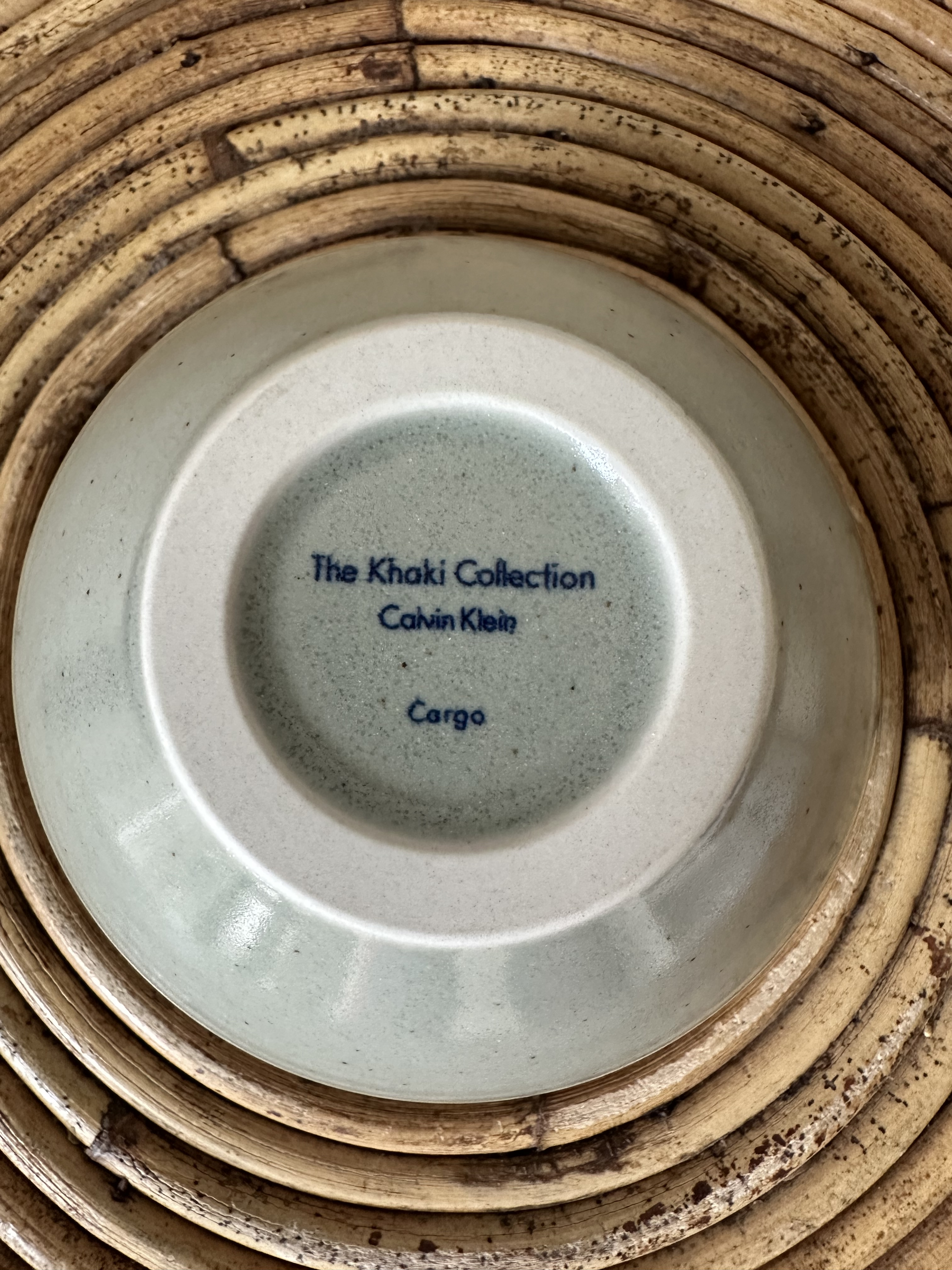 Vintage Calvin Klein Cargo Stoneware Rice Bowls in Sage, Made in