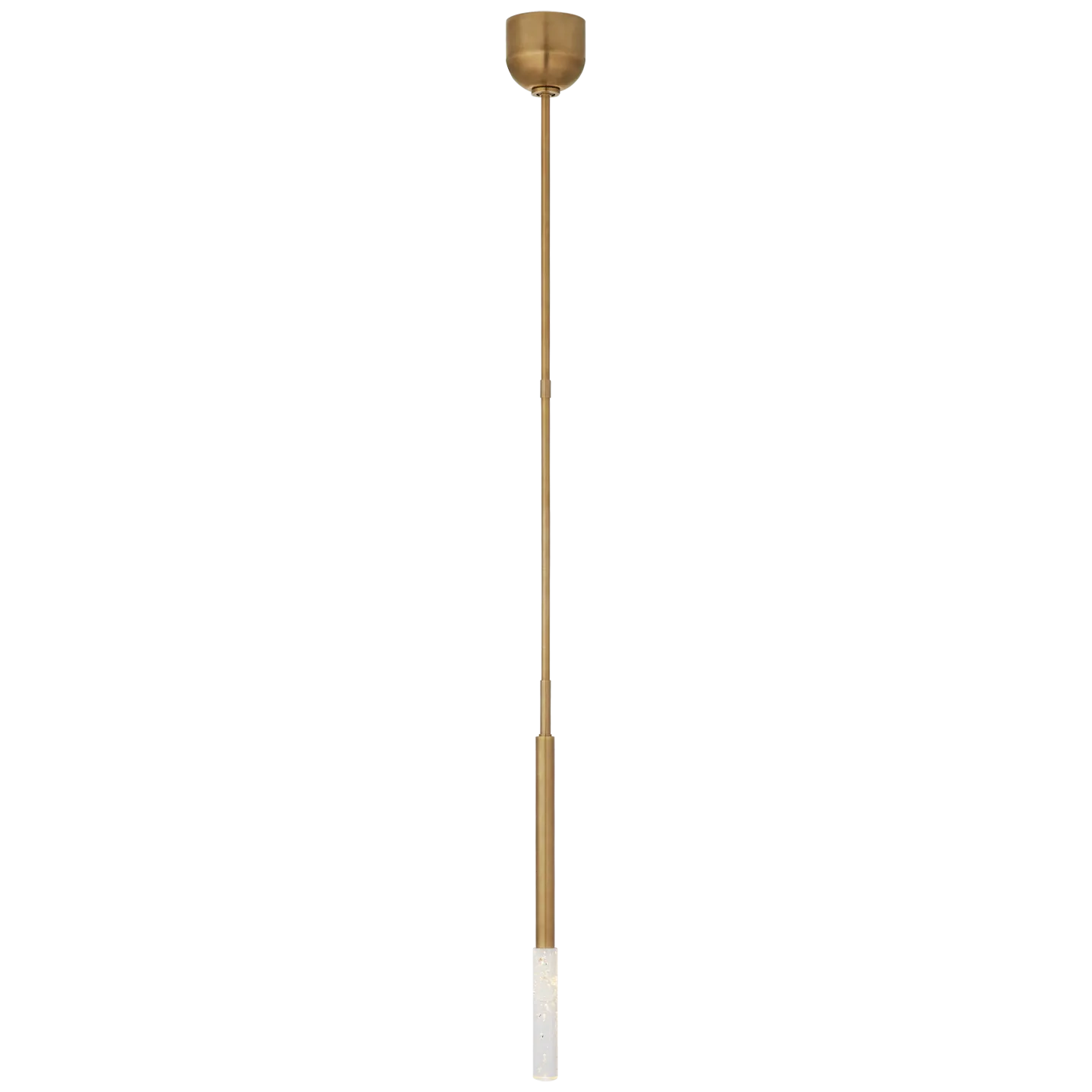 Kelly Wearstler for Visual Comfort Signature Rousseau Single Pendant in Antique-Burnished Brass with Seeded Glass