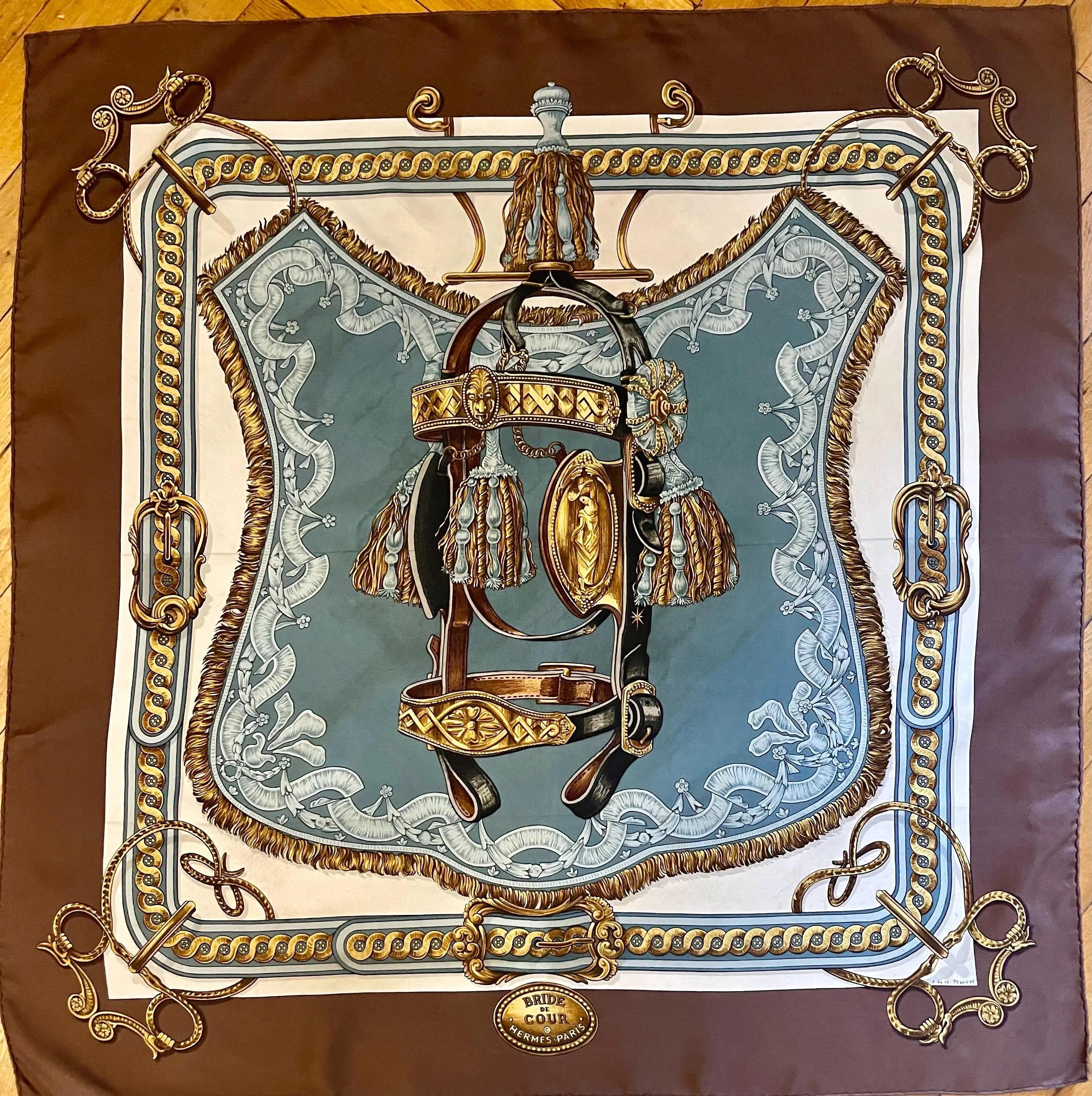 Hermes Bride De Cour 1987 Silk Scarf “Francoise De La Perriere