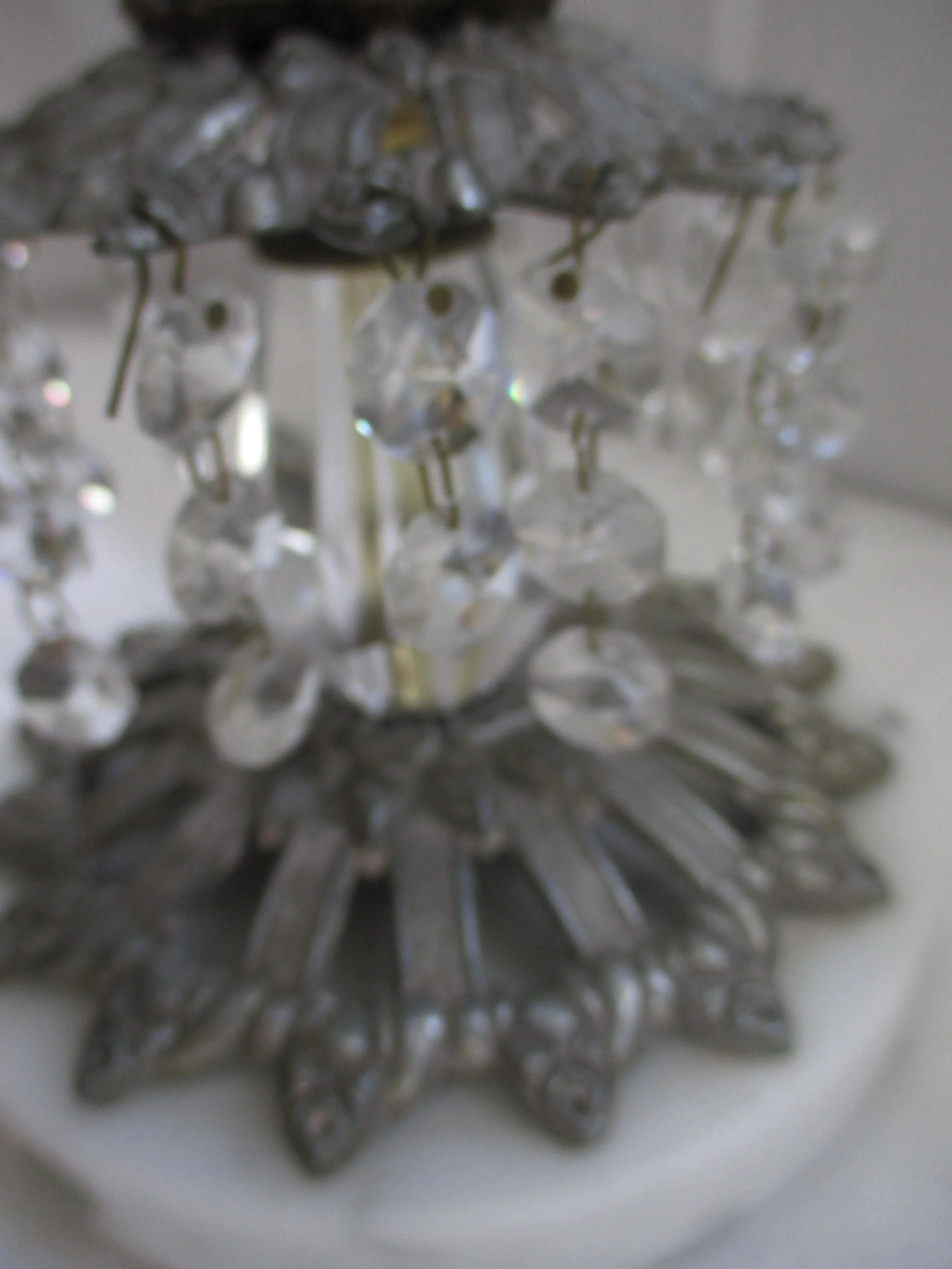 Vintage Hollywood Regency Italy Ornate Crystal & Marble Footed/Pedestal Console Bowl