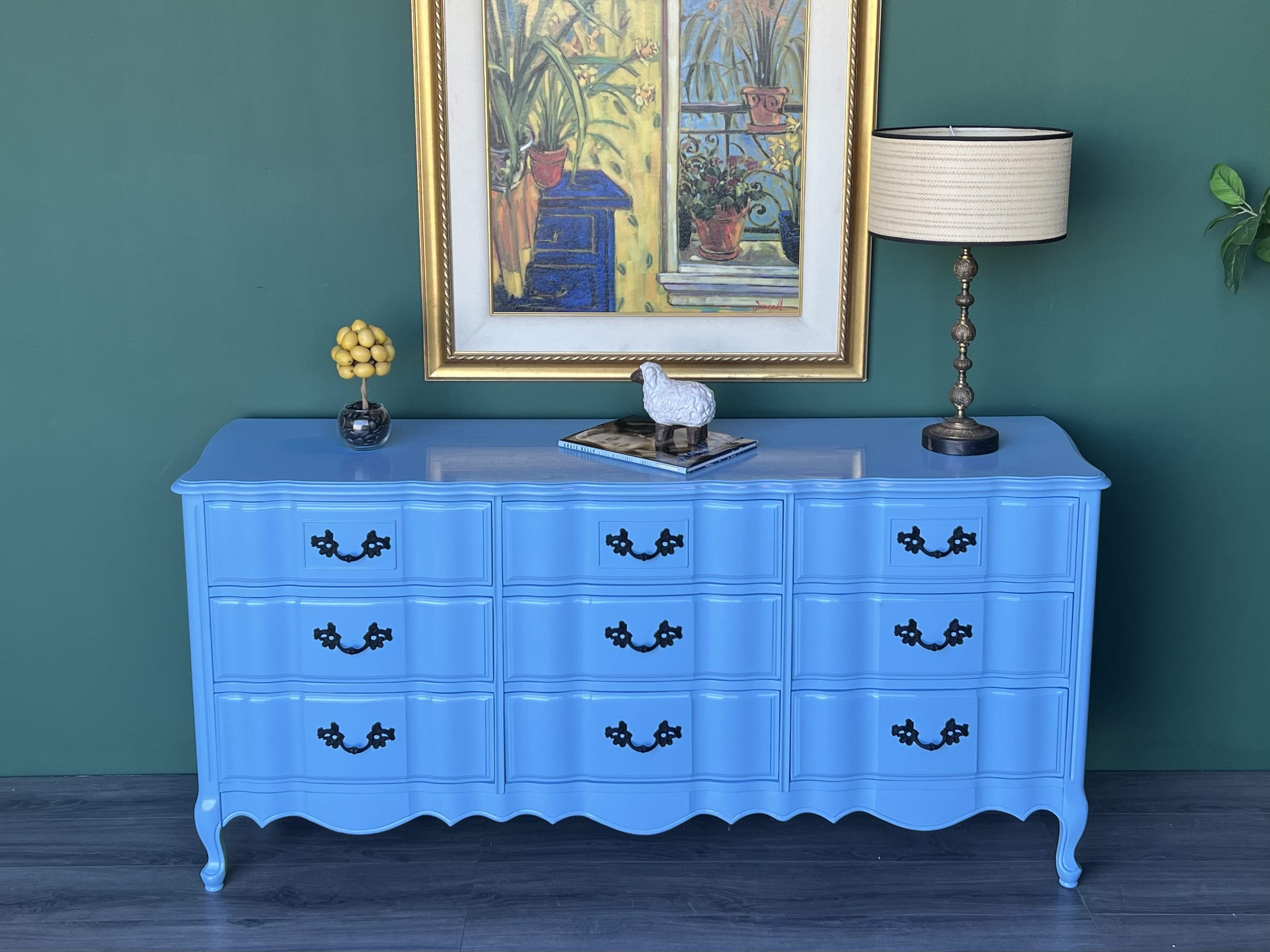 1970\'s French Provincial Light Blue Lacquered Dresser