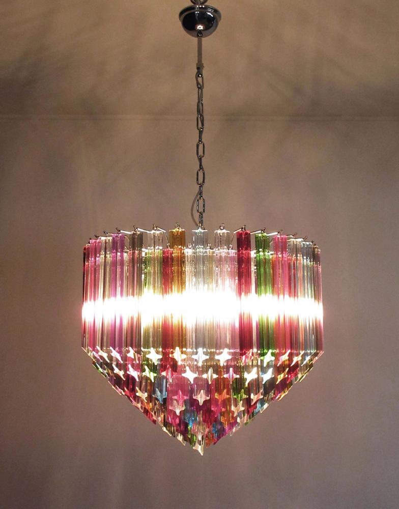 Modern Quadriedri Murano Glass Chandelier with 163 Trasparent Prism Quadriedri, 1990s