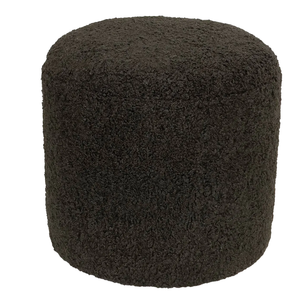 Limited Edition Custom Modern Pouf in Black Faux Shearling | Chairish