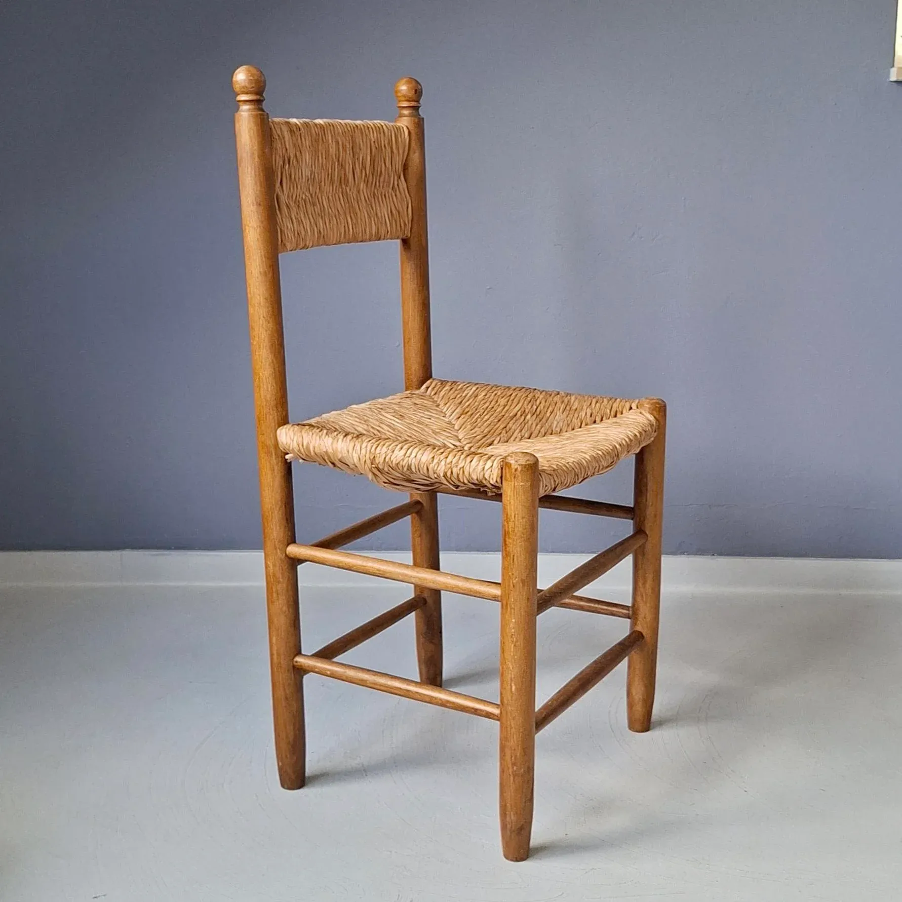 Wooden Chair with Rush Seat and Backrest, 1960s | Chairish