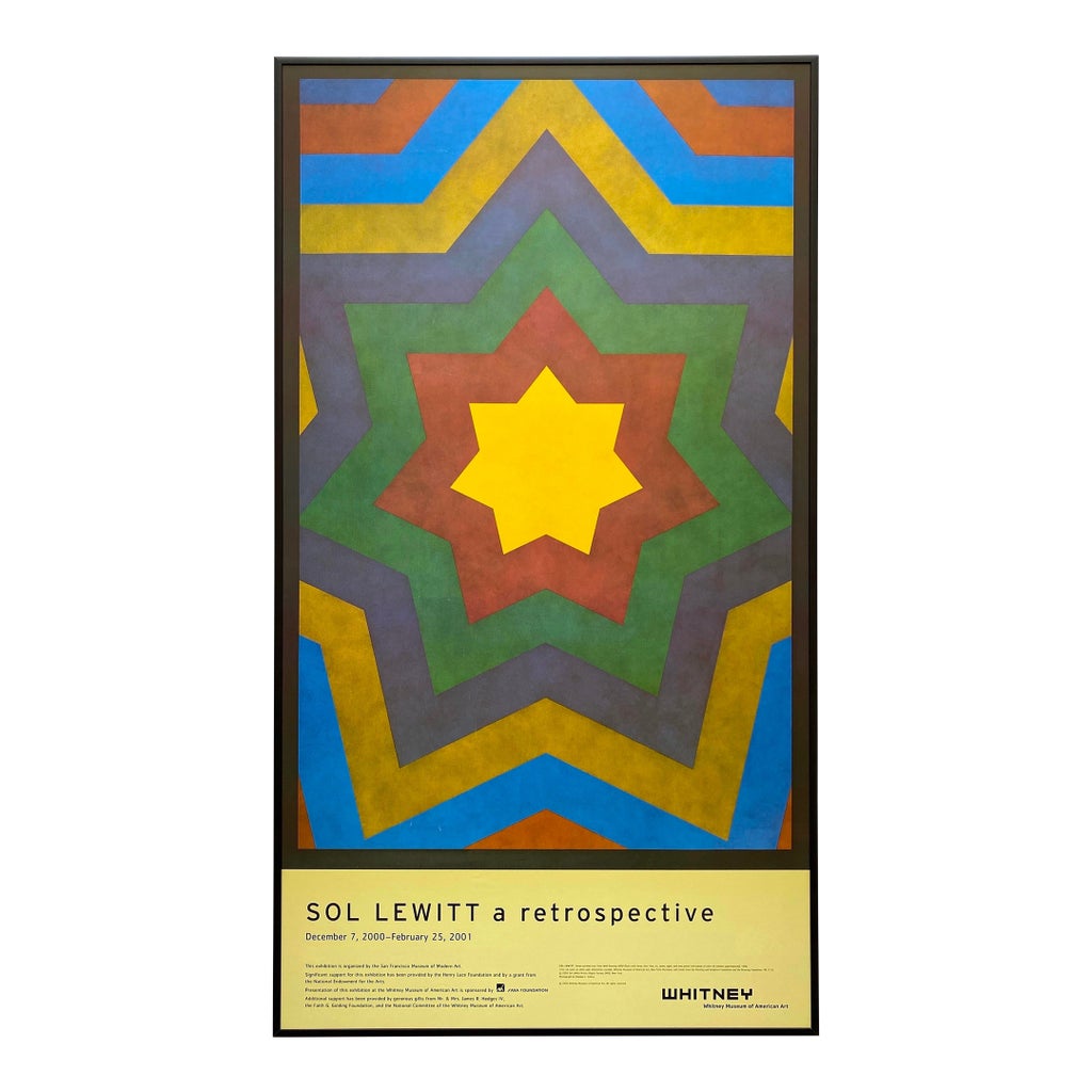 Sol LeWitt Vintage Modernist Lithograph Print Framed Retrospective