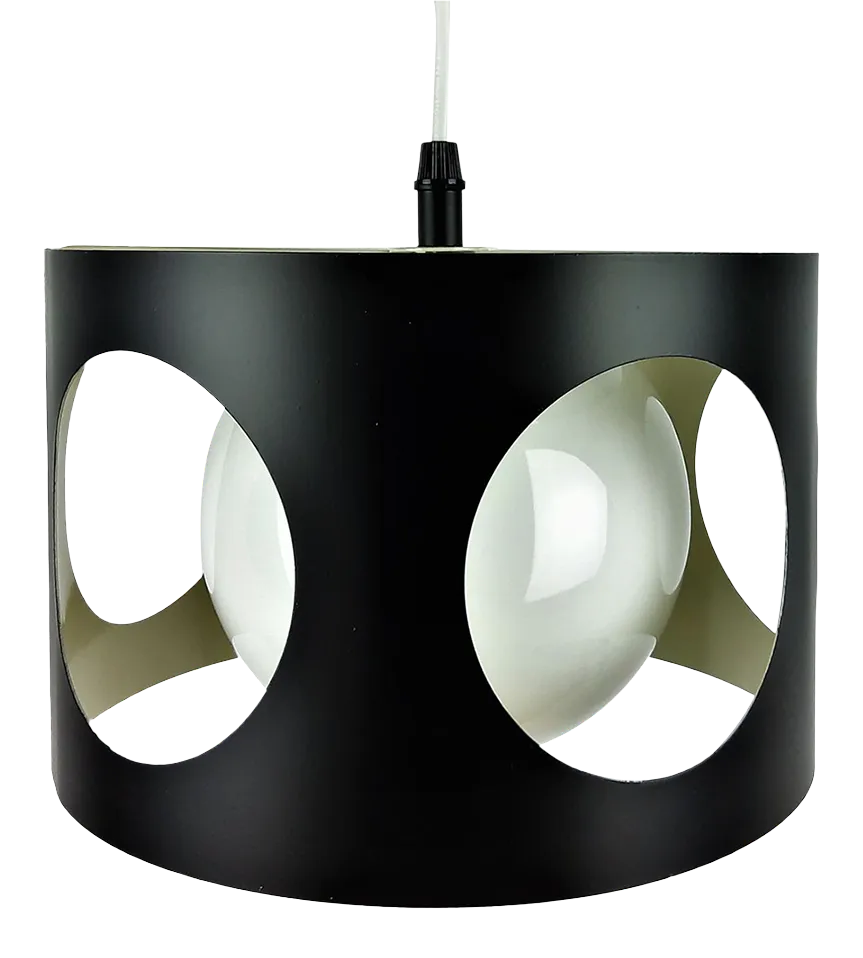 Large Vintage Black Pendant Lamp, 1960s