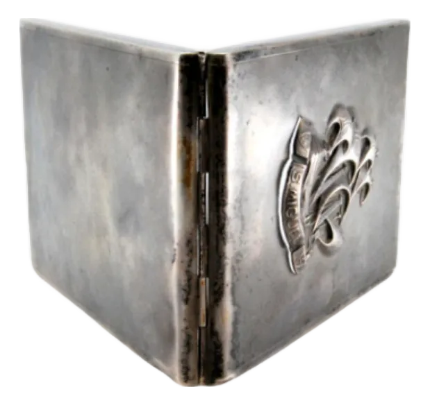 silver cigarette holder case Late Art Deco Monogramed "MHN" Case, Solid Sterling w Excellent vintage condition Sterling Silver and Enamel Cigarette