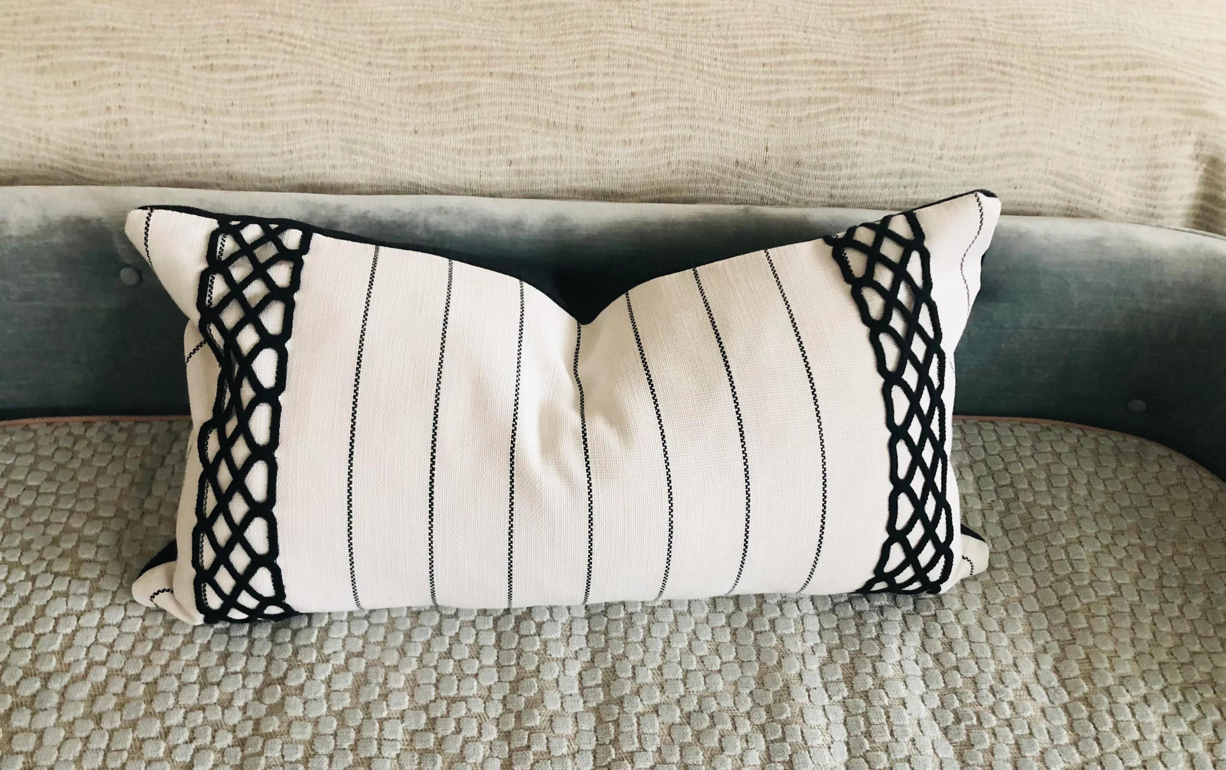 Perennials White Black Nautical Woven Pin Stripe With Thibaut